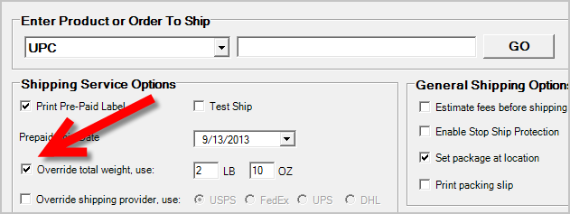 SolidShip Override Total Weight Option Enabled
