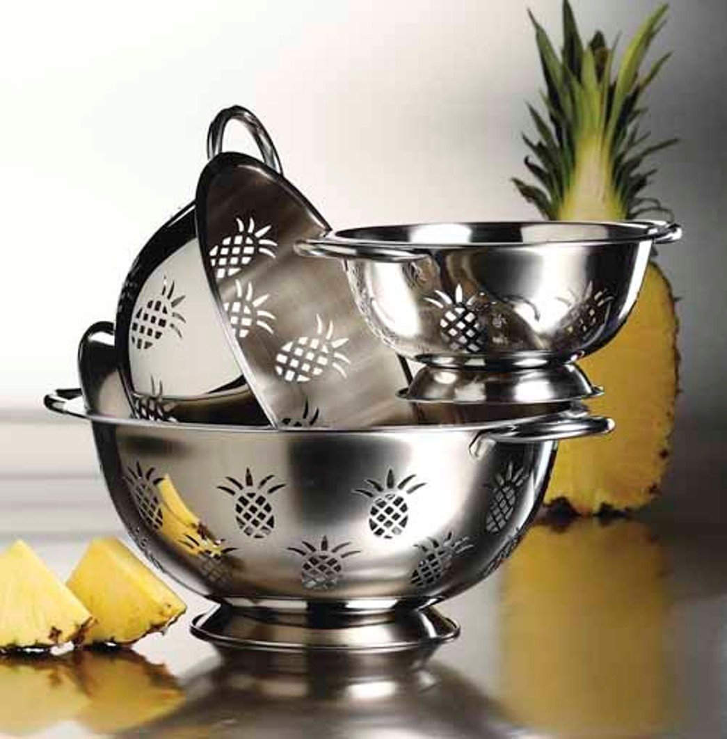 3 Pcs High Quality Stainless Steel Colander Strainer Set with Pineapple
