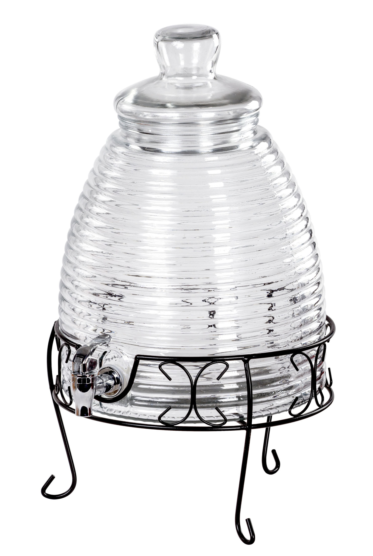 Beehive Glass Beverage Dispenser With Stand 2.4 Gallon Drink