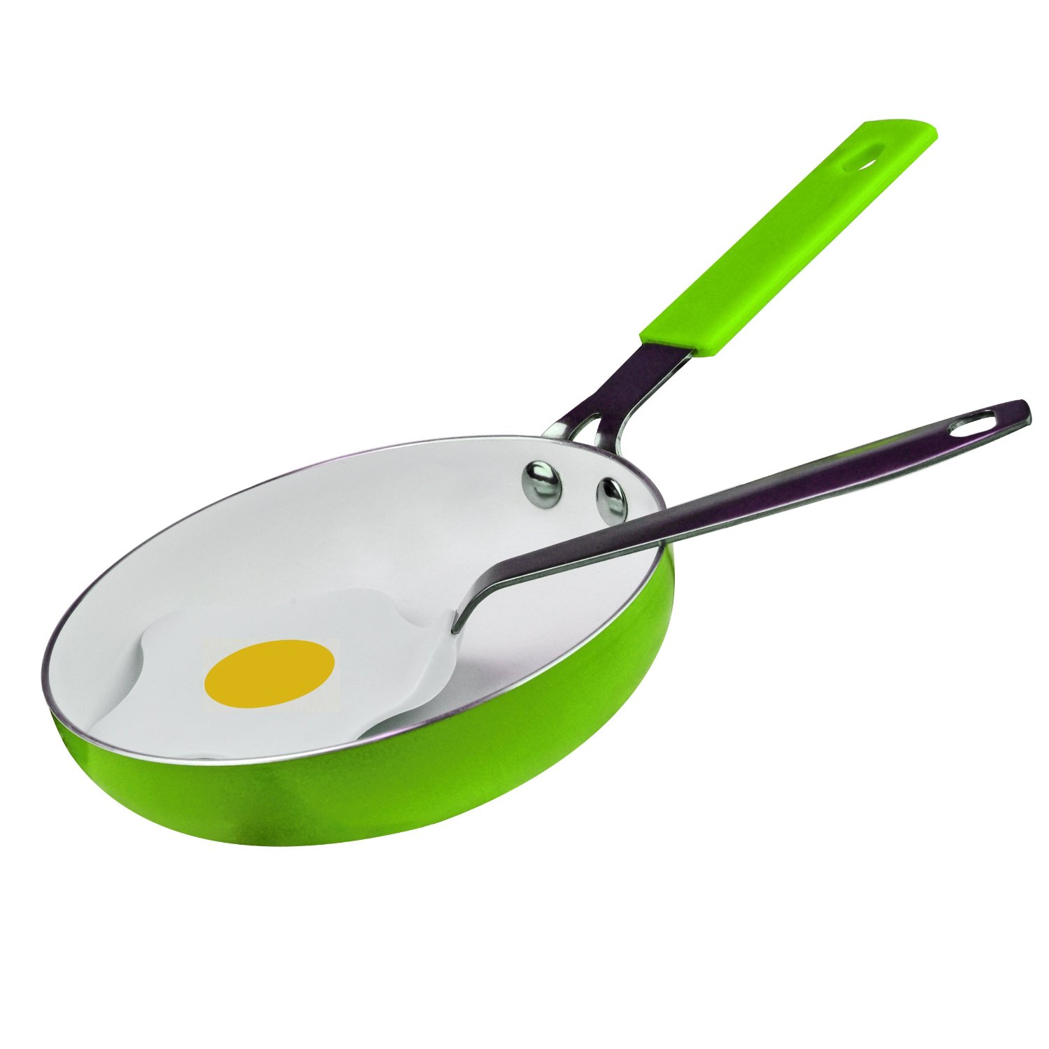 Mini 5.5 Inch NonStick Ceramic Fry Pan w/ Egg Spatula Frying