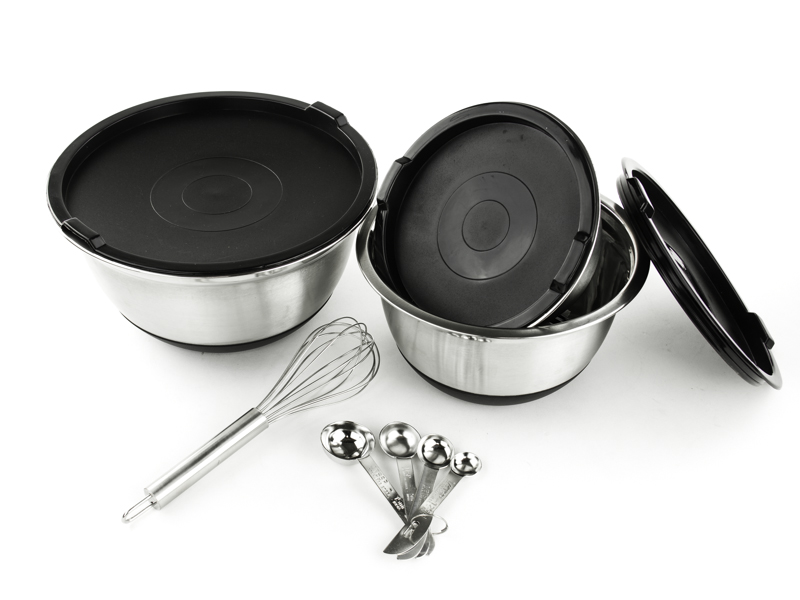 11 Pcs Stainless Steel German Mixing Bowls Set W/ Lids, Whisk