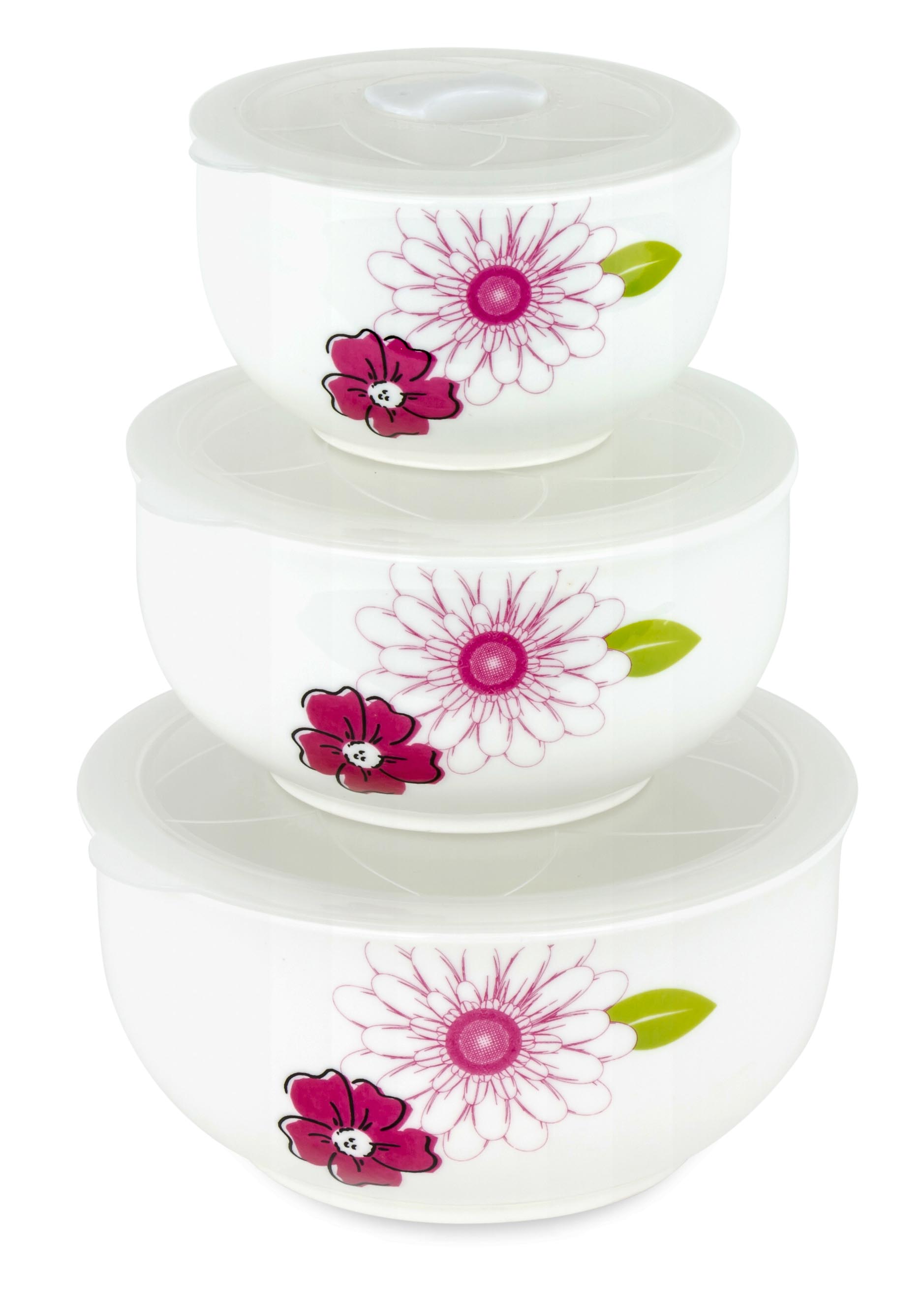 6 Pc Ceramic Bowls Set Food Storage Containers w/ Vented Lids