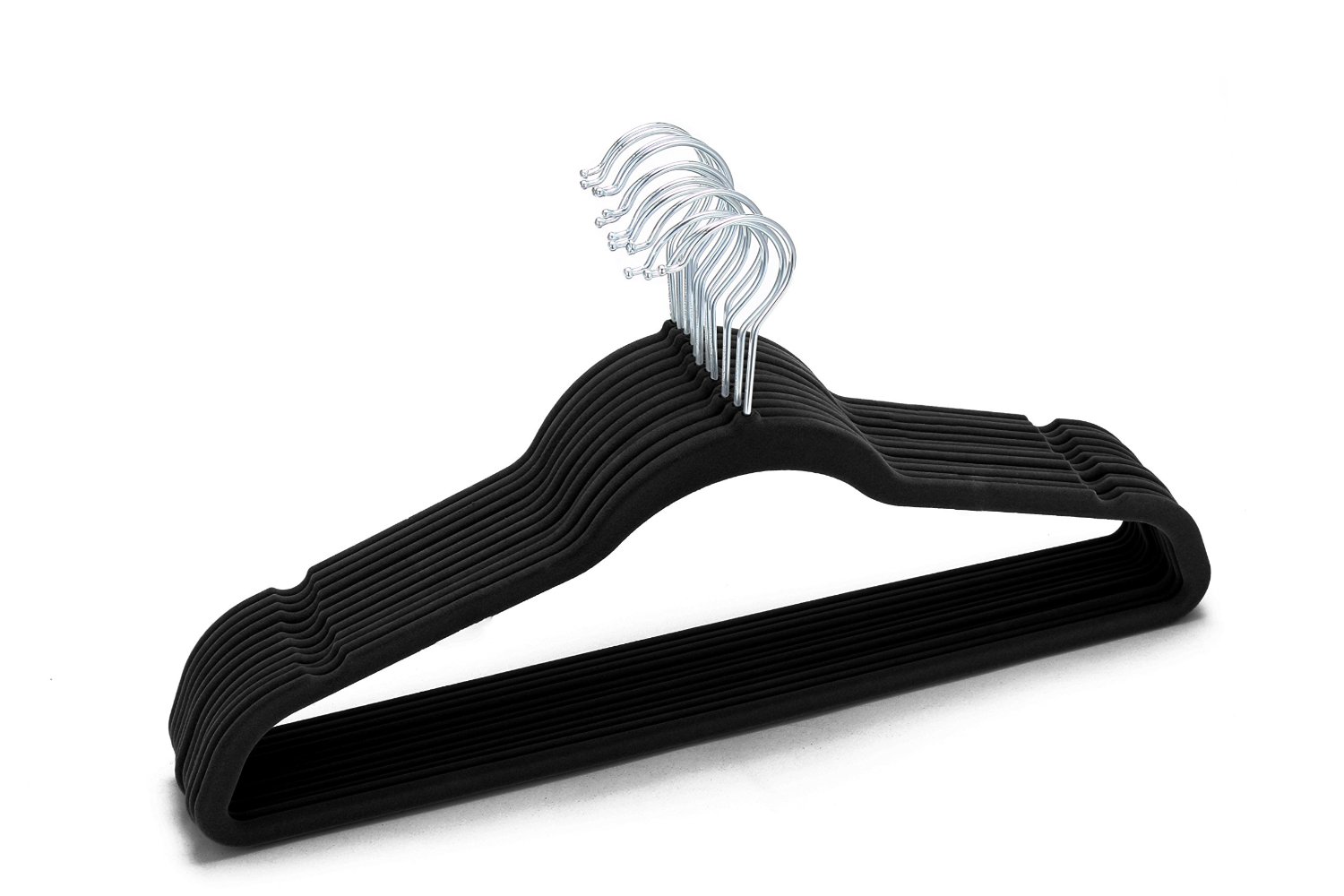 15 Pack Flocked Velvet Hangers Wrinkle Free Non Slip Hangers (Black) eBay