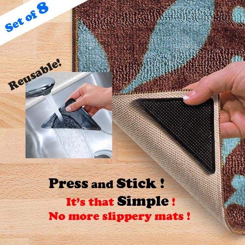 Rug Grip Pro Reusable Rug Gripper Set of 8 Ruggies Carpet Gripper eBay