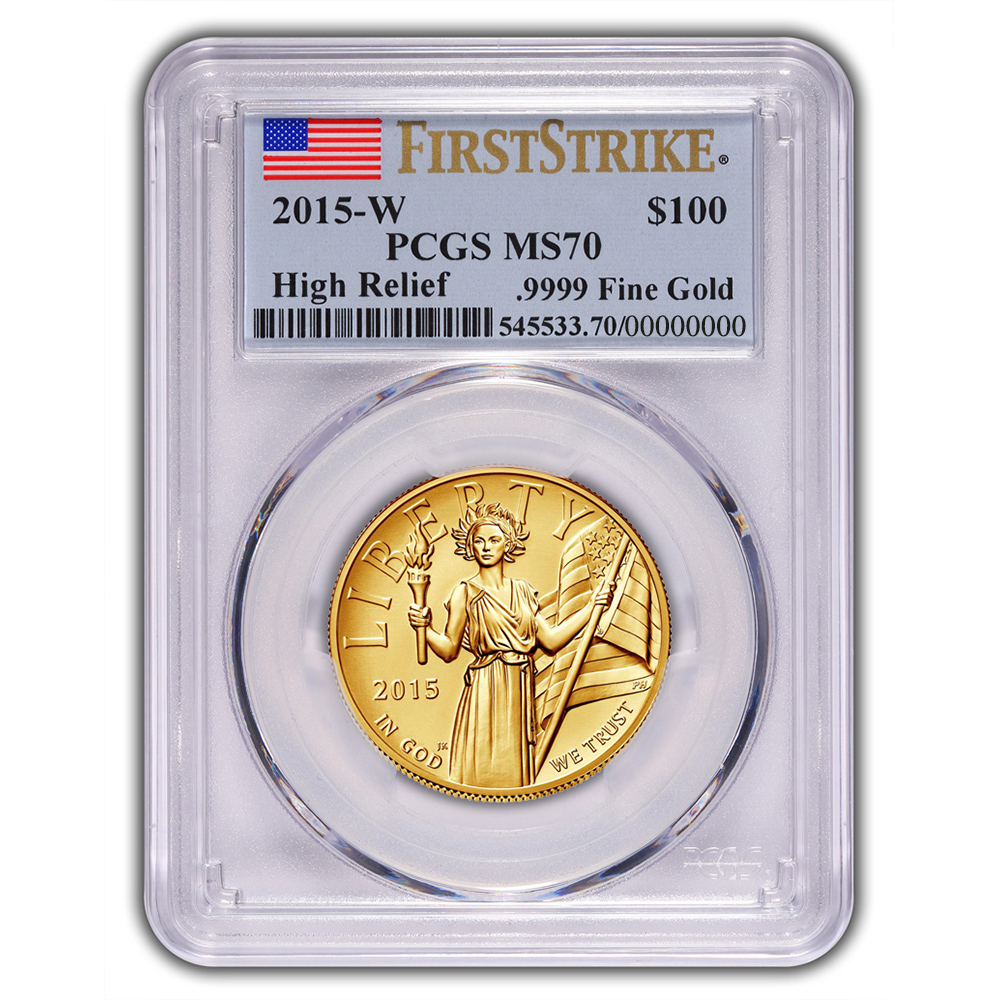 2015 W American Liberty Gold High Relief 1 Oz 100 Pcgs Ms70