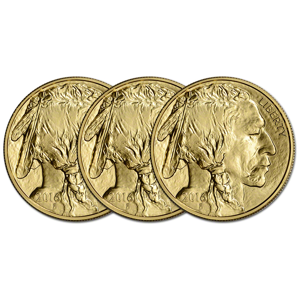 2016 American Gold Buffalo (1 oz) 50 BU Three 3 Coins