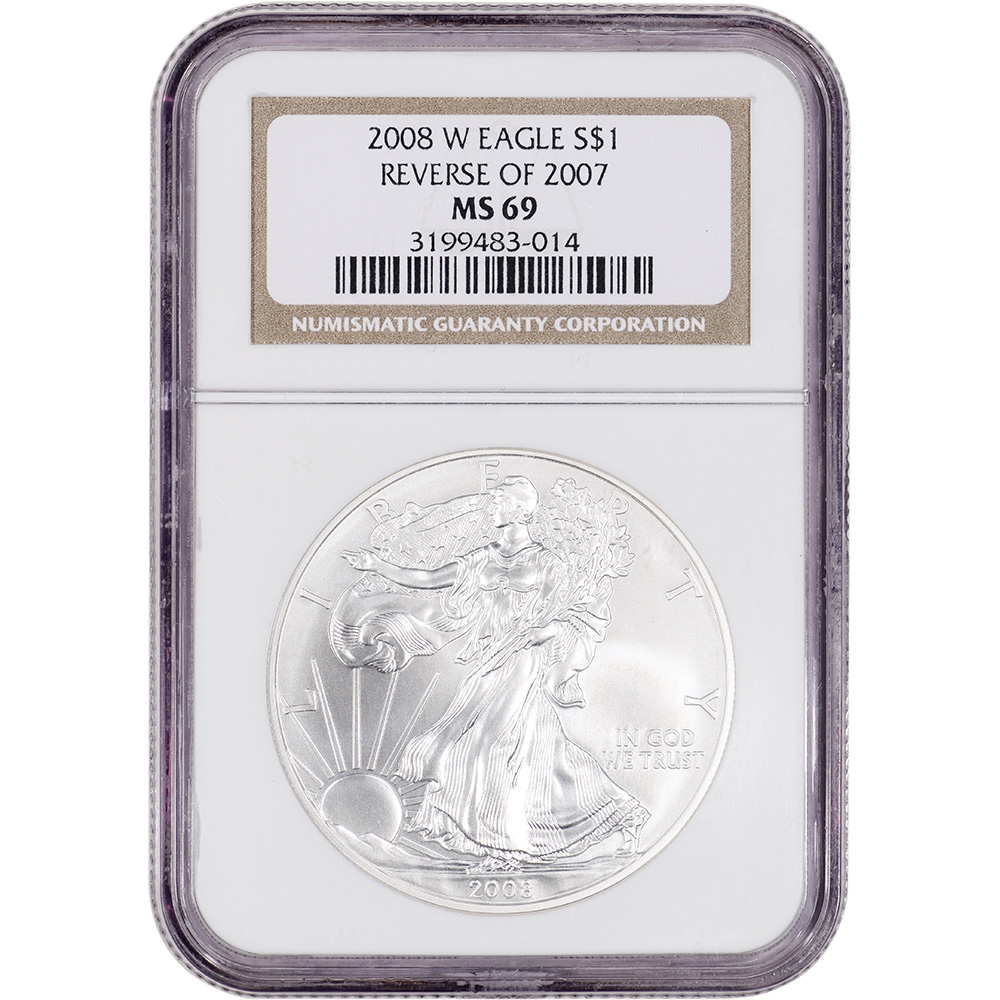 2008-W American Silver Eagle Burnished - Reverse of 2007 - NGC MS69 | eBay