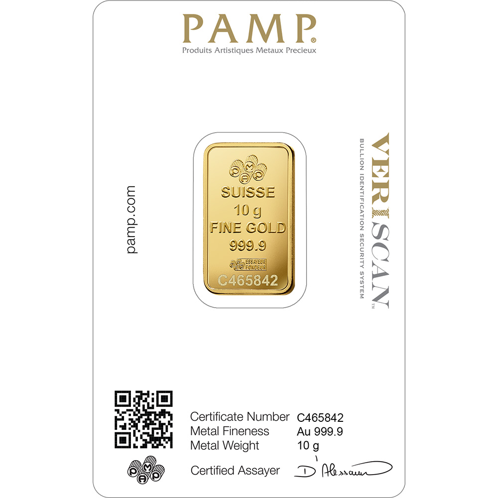 10 Gram Gold Bar - PAMP Suisse - Fortuna - 999.9 Fine In Sealed Assay ...