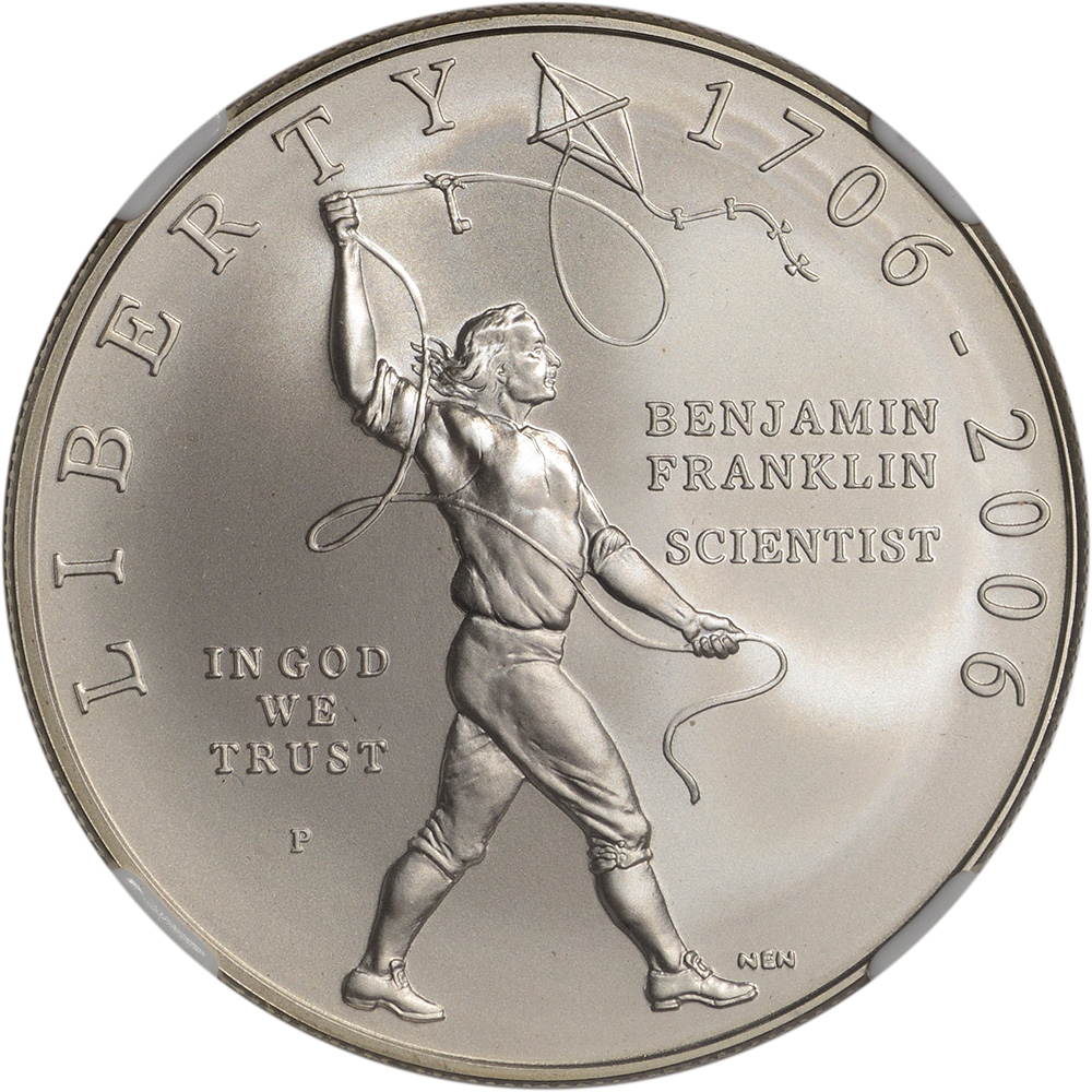 2006-P US Benjamin Franklin Scientist Commemorative BU Silver Dollar