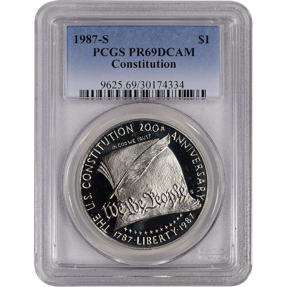 1987 S Us Constitution Commemorative Proof Silver Dollar Pcgs Pr69 Dcam Ebay