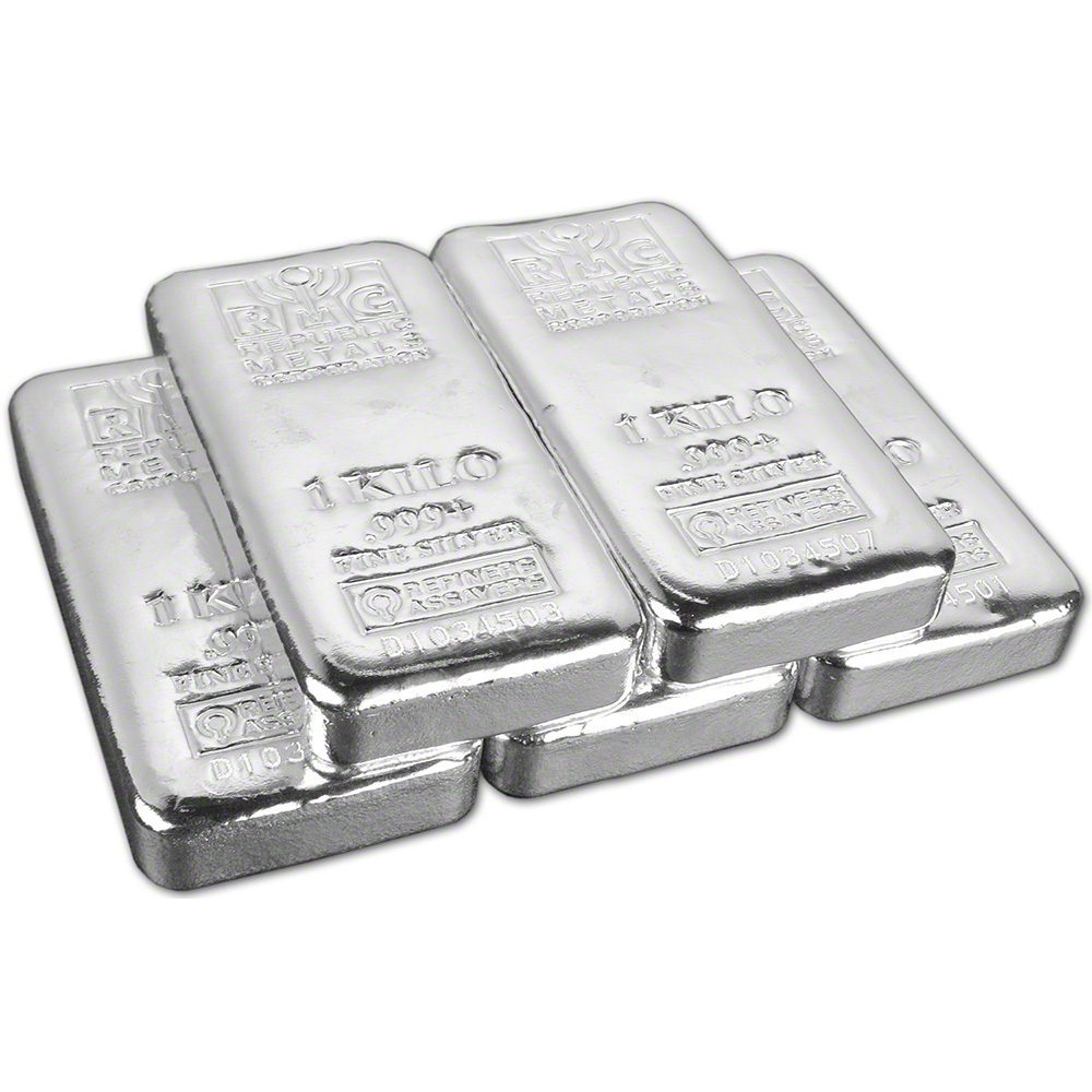 FIVE (5) Kilo (32.15 oz.) RMC Silver Bar - Republic Metals 