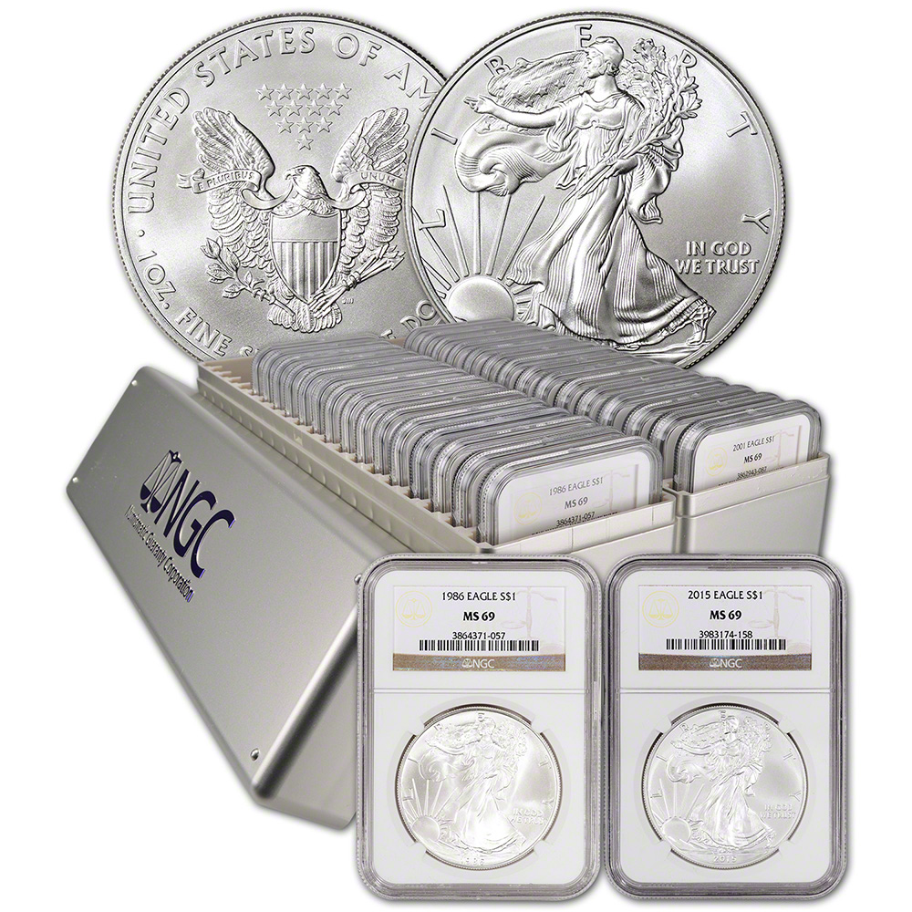 30pc. 1986 2015 American Silver Eagle Complete Date Set NGC MS69