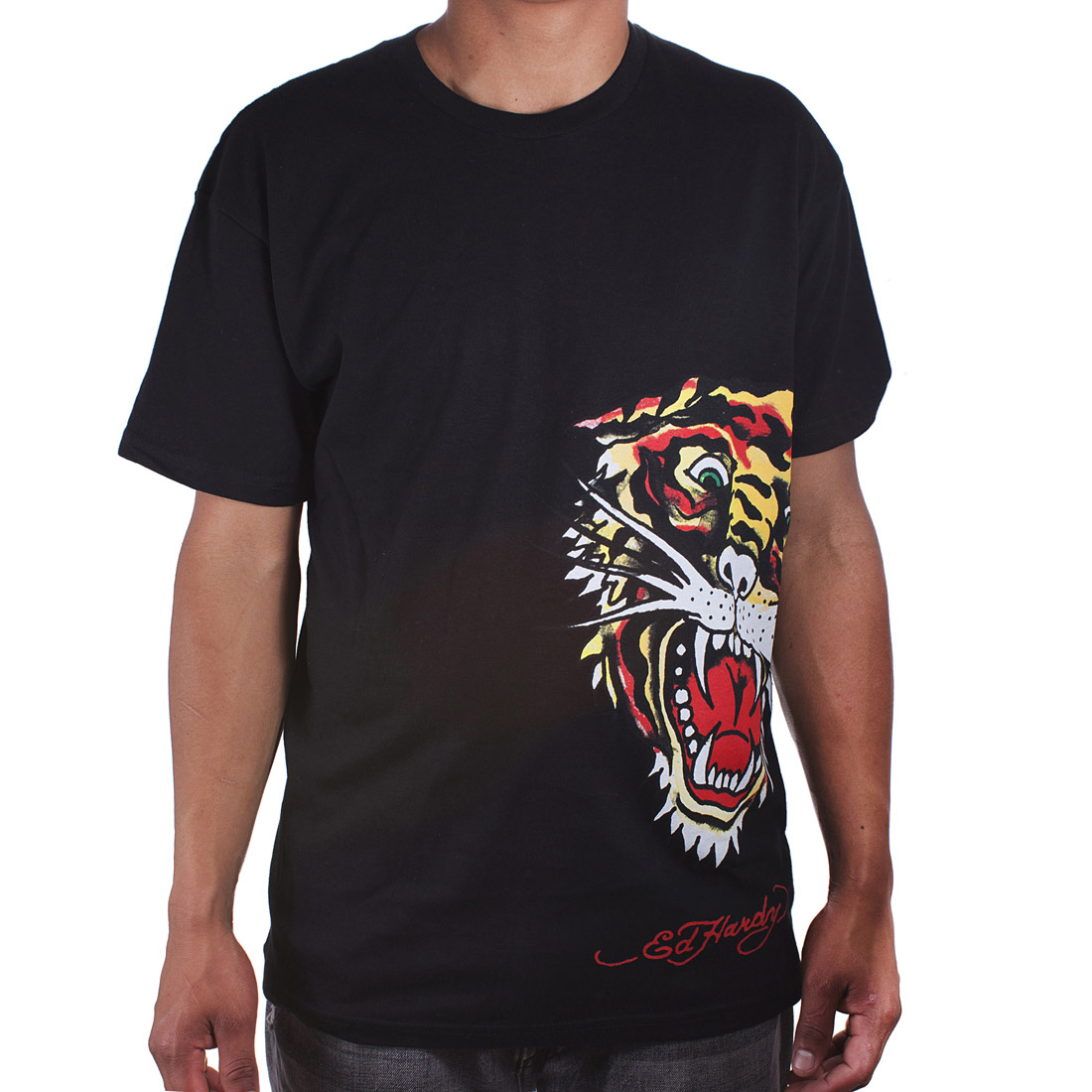 Ed Hardy Black Mens Tiger Tattoo Graphic Tee Shirt - Picture 1 of 1