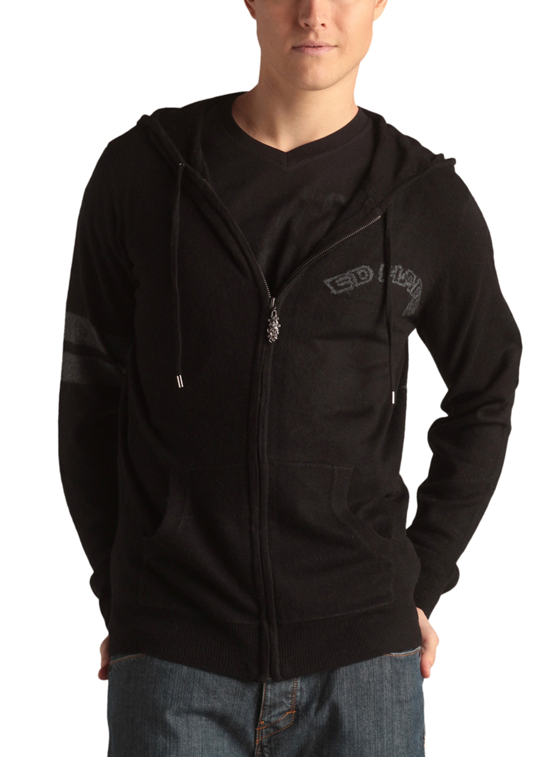 Ed Hardy Black Mens Eagle Jacquard Zip Up Sweater eBay