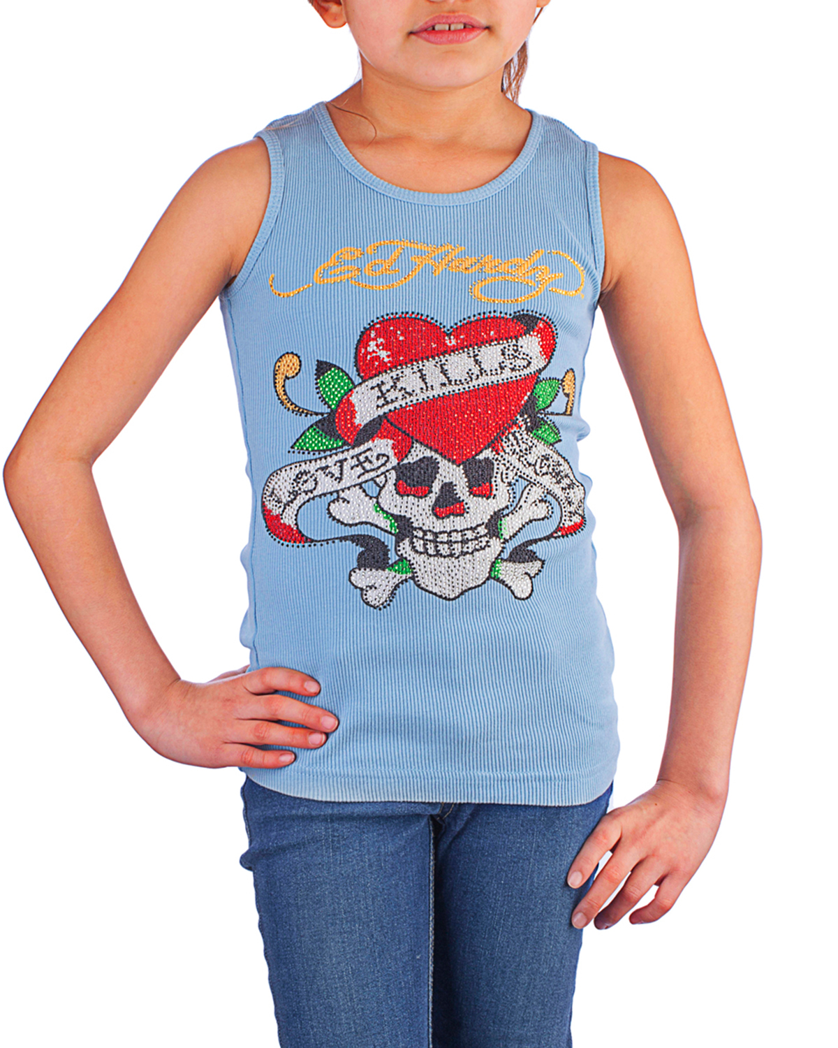 Ed Hardy Love Kills Slowly Tank Top for Girls Blue eBay