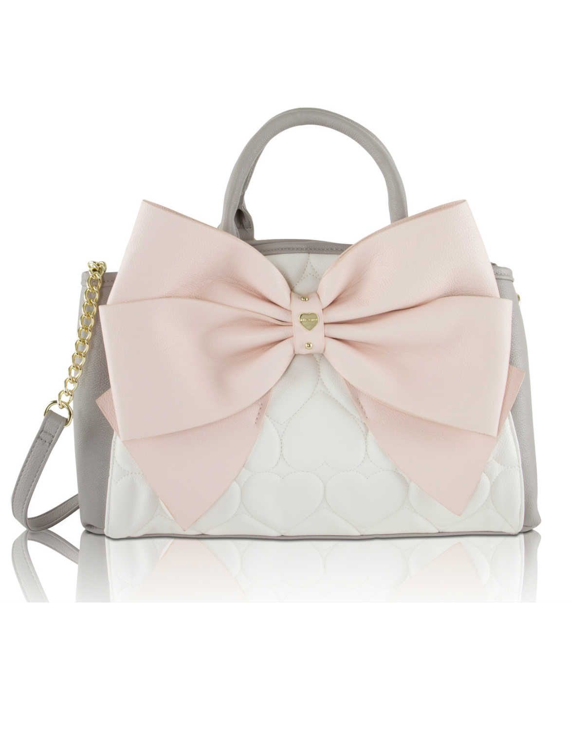 Betsey Johnson Big Bow Quilted Wagon Purse Satchel Shoulder CrossBody