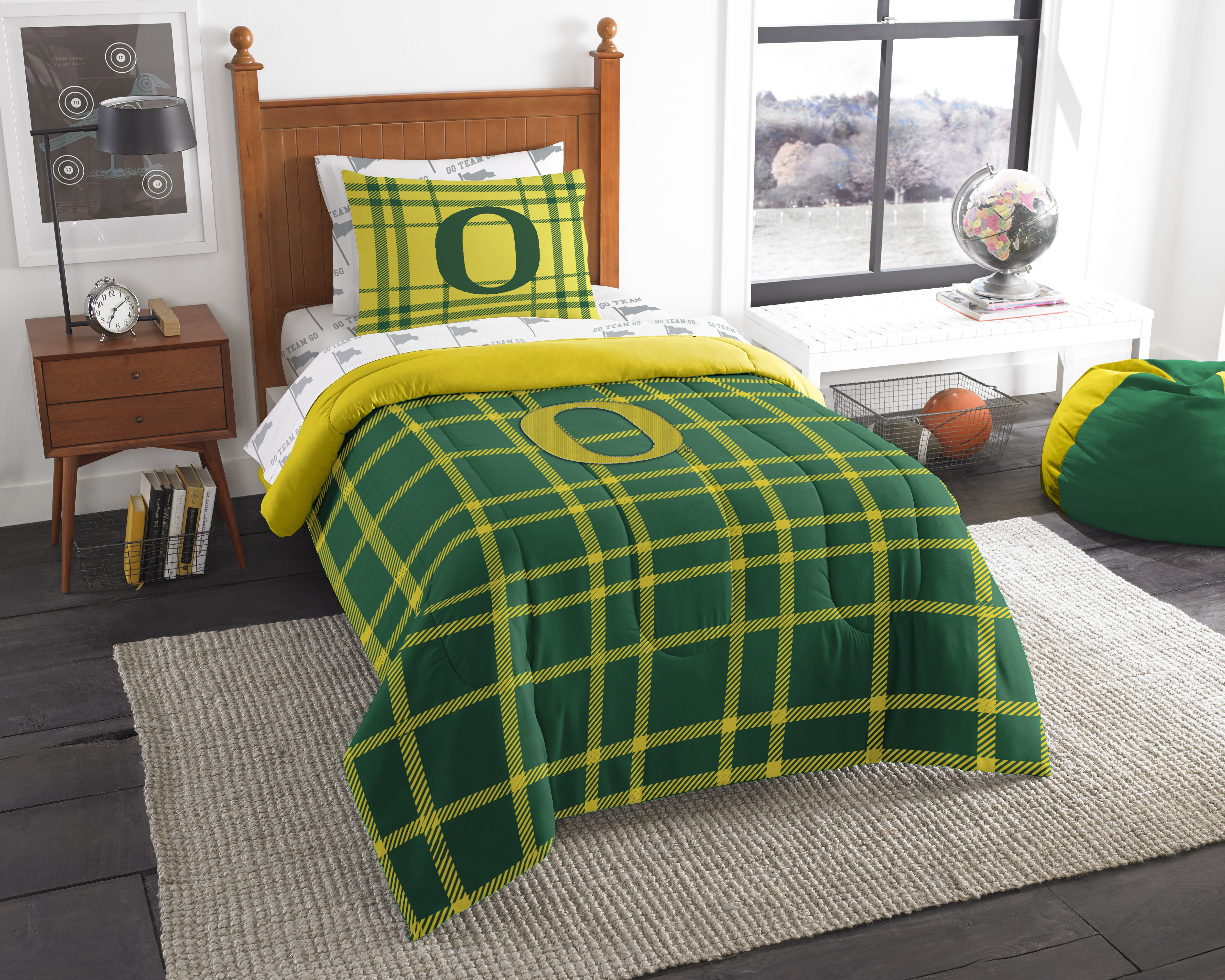 Oregon Ducks 5 Piece Twin Plaid Comforter Set - Bed in a Bag | Soft and ...