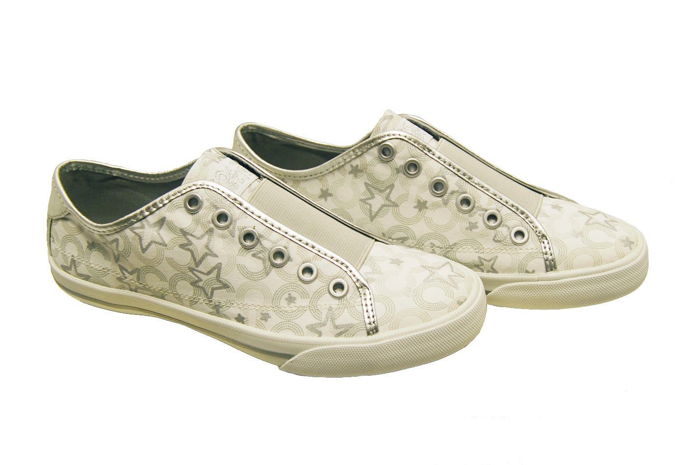 Coach Womens Bev Art Star Multi Sneakers Silver Authentic New in Box
