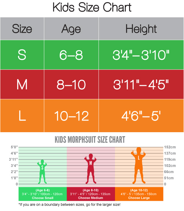 Kids Costume Size Chart
