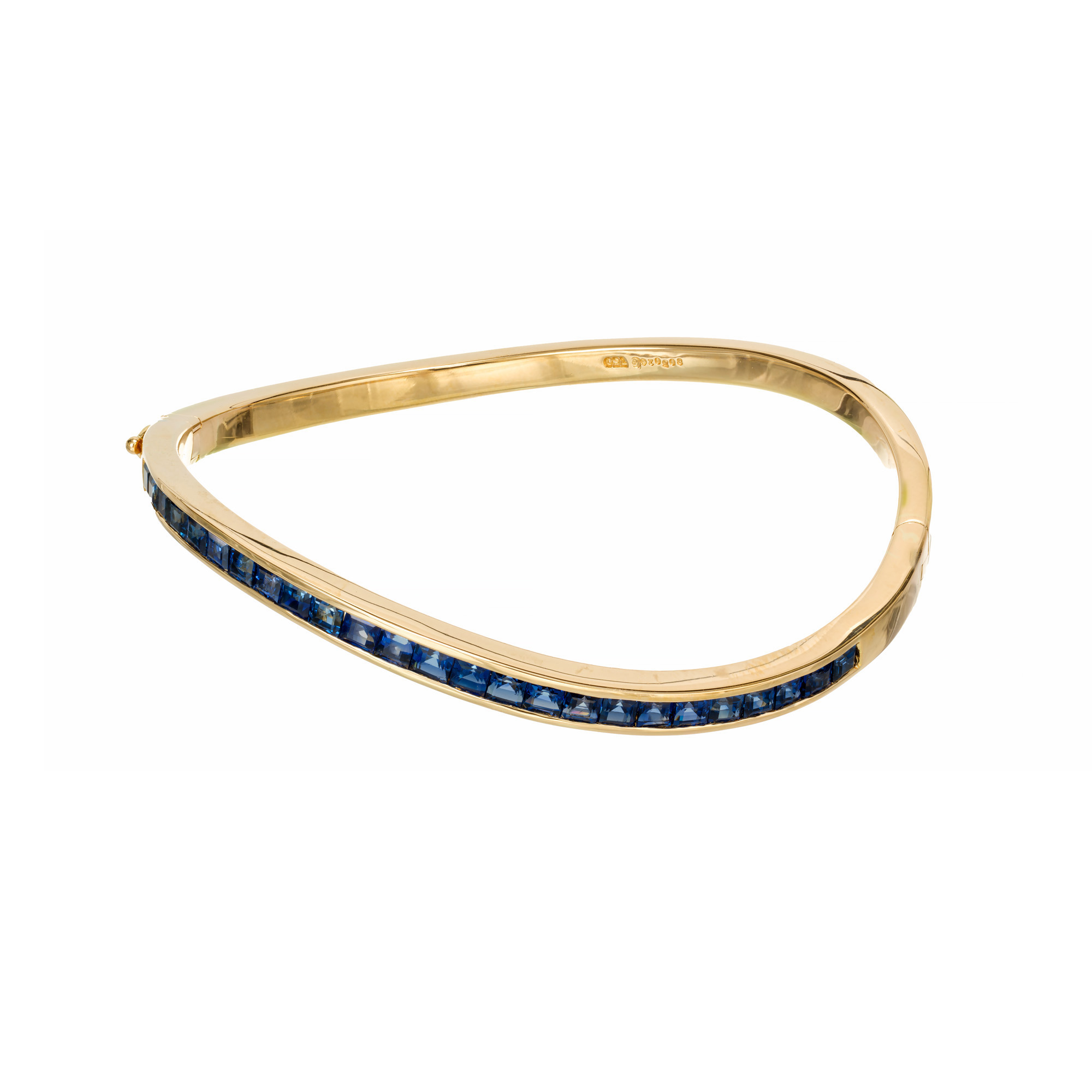 Oscar Heyman GIA Certified 4.50 Carat Sapphire Yellow Gold Bangle Bracelet - Picture 1 of 10
