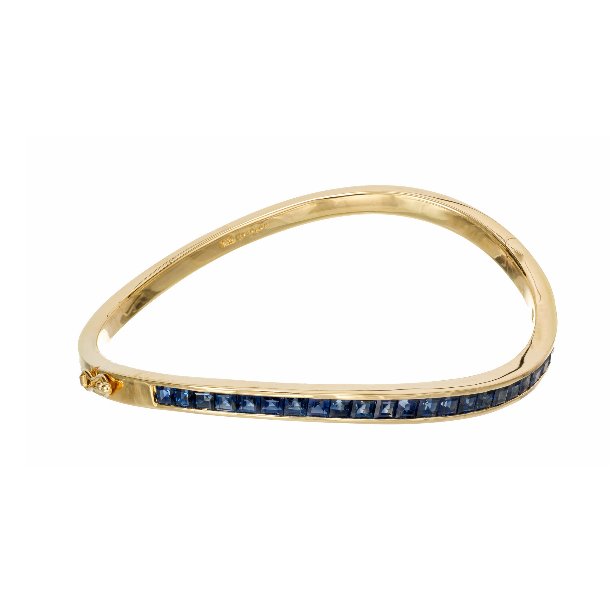 Oscar Heyman GIA Certified 4.50 Carat Sapphire Yellow Gold Bangle Bracelet - Picture 2 of 10