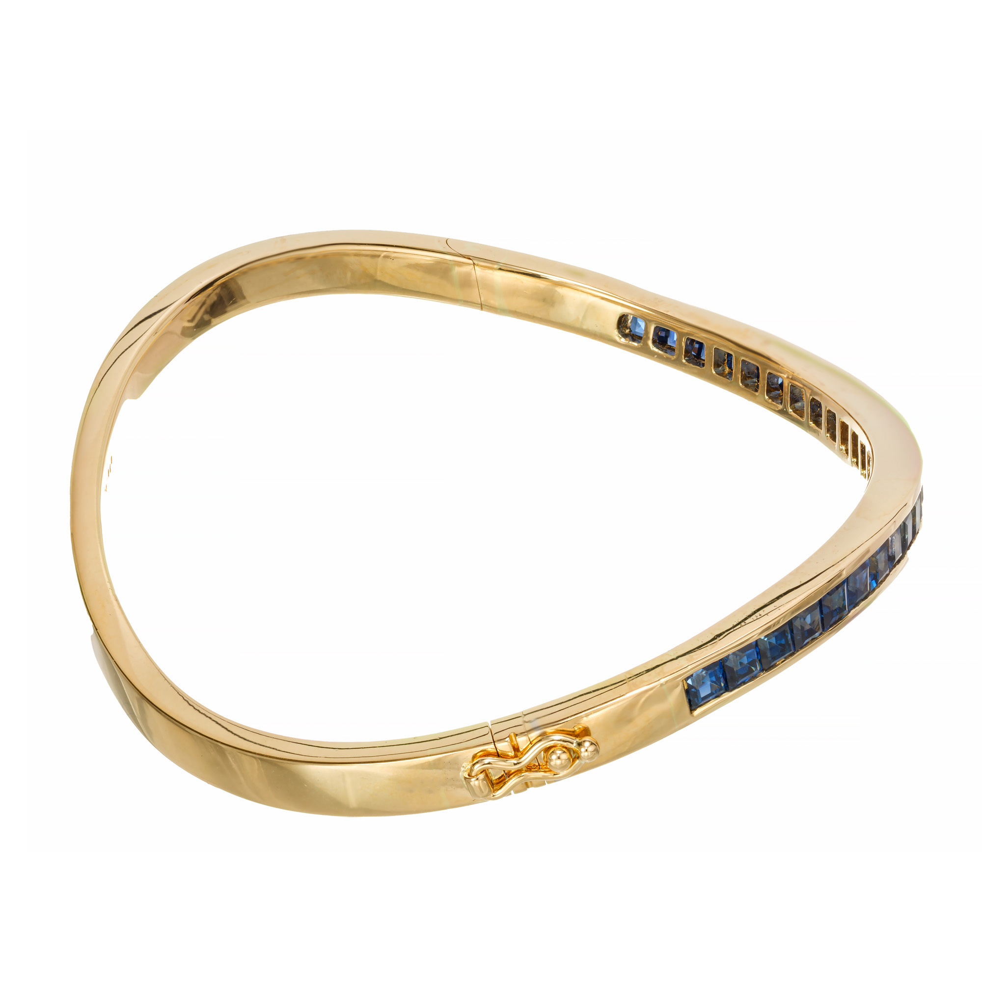 Oscar Heyman GIA Certified 4.50 Carat Sapphire Yellow Gold Bangle Bracelet - Picture 3 of 10