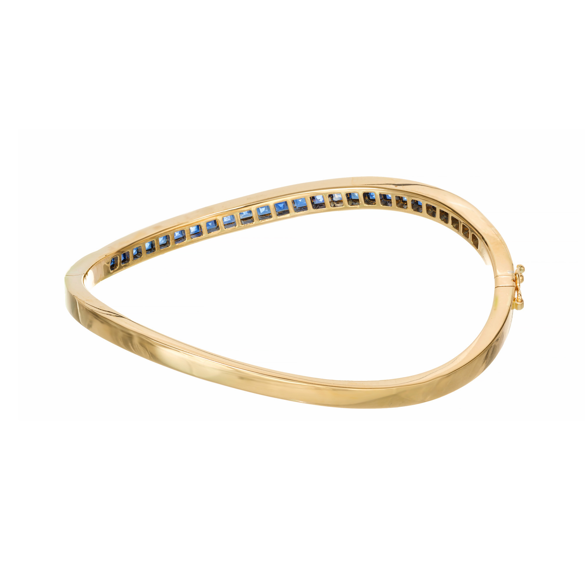 Oscar Heyman GIA Certified 4.50 Carat Sapphire Yellow Gold Bangle Bracelet - Picture 4 of 10