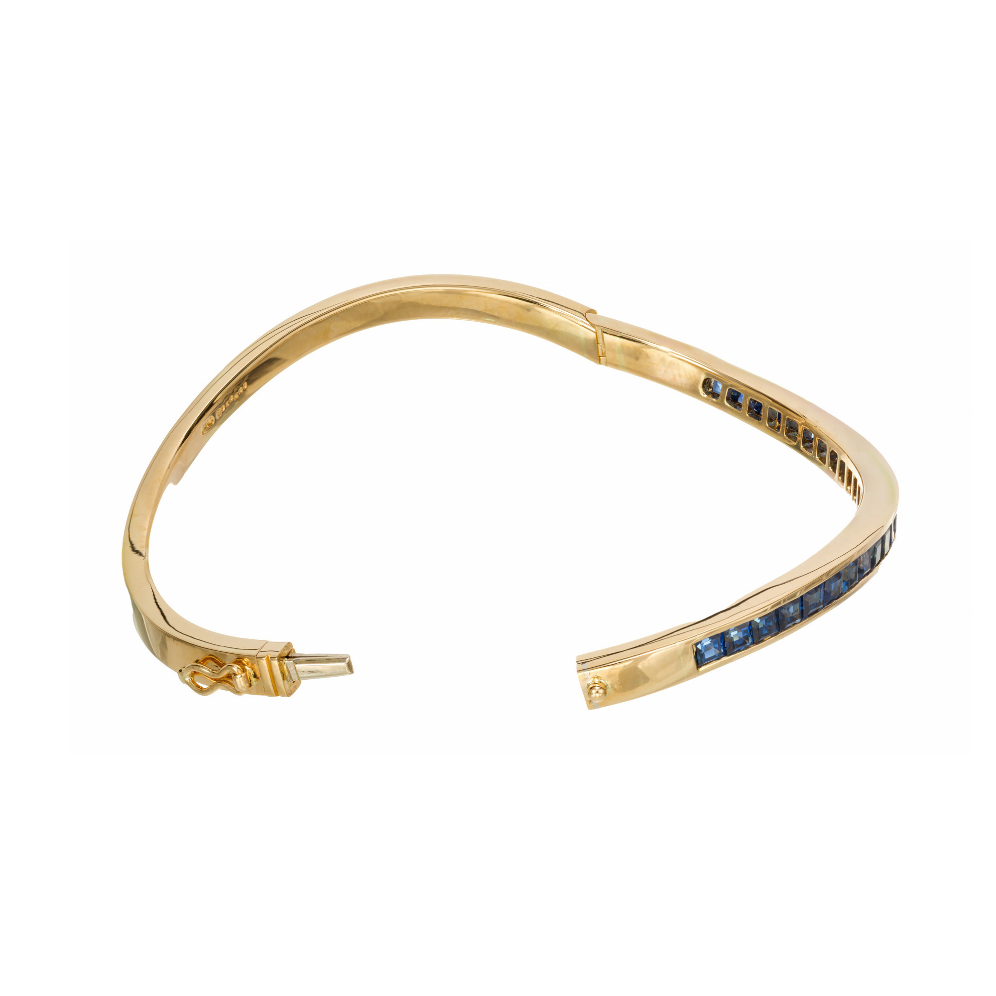 Oscar Heyman GIA Certified 4.50 Carat Sapphire Yellow Gold Bangle Bracelet - Picture 5 of 10