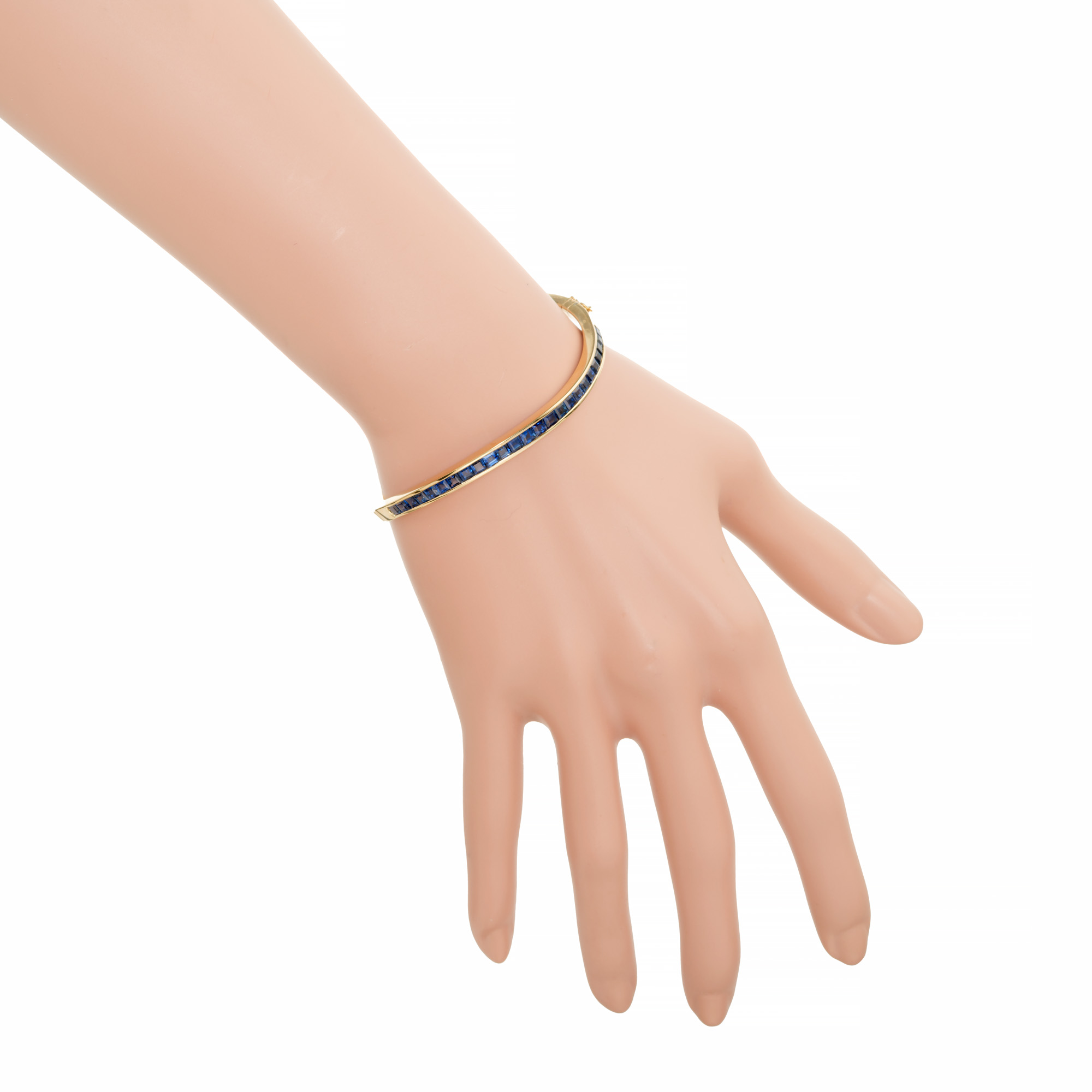 Oscar Heyman GIA Certified 4.50 Carat Sapphire Yellow Gold Bangle Bracelet - Picture 7 of 10