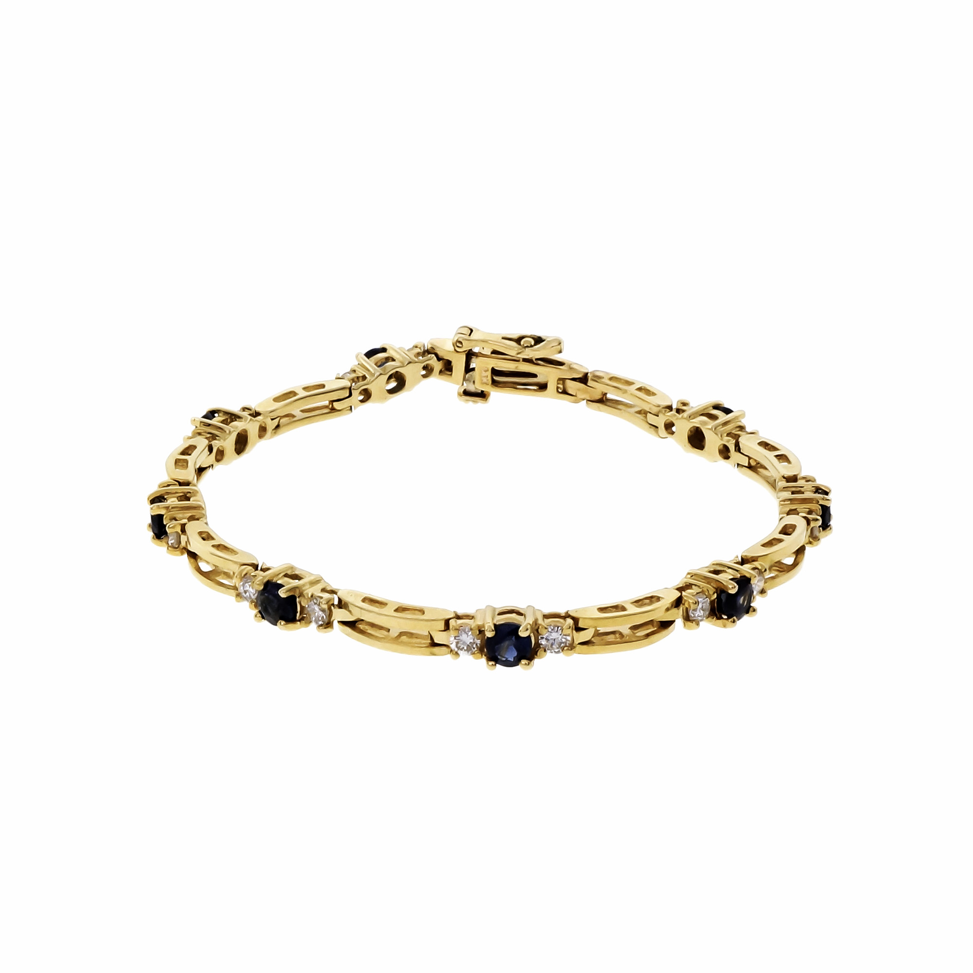 Bright Blue Sapphire Diamond Bracelet 14k Yellow Gold | eBay