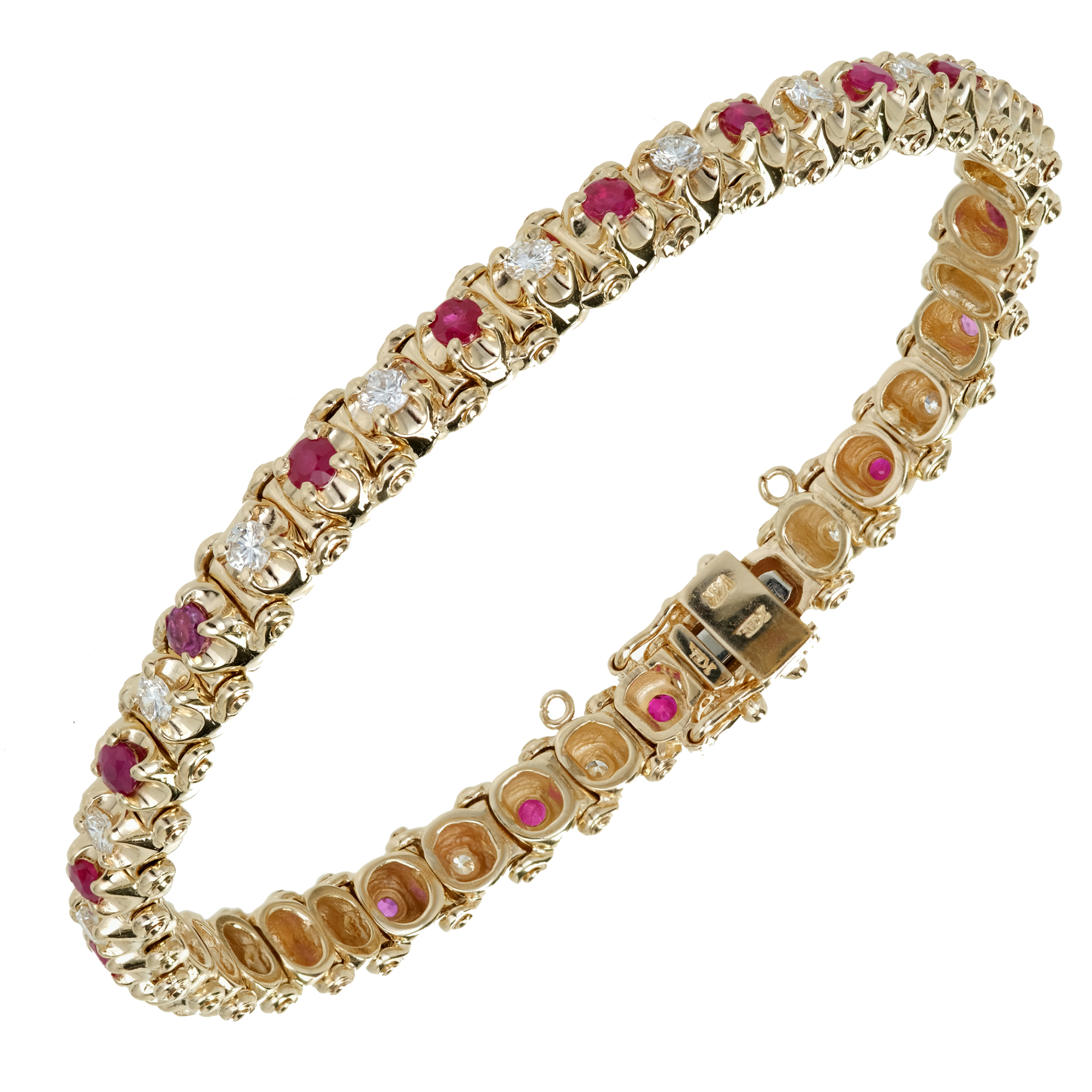 Estate Fine Ruby Diamond Bracelet 14k Yellow Gold | eBay