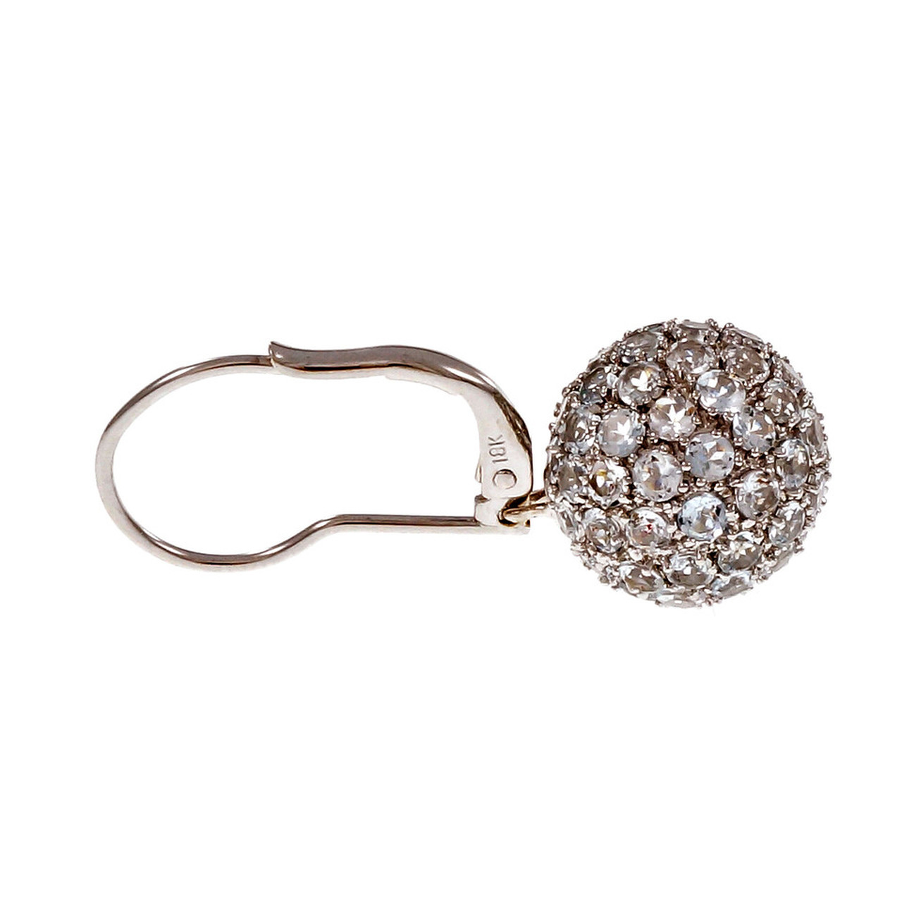 Pavé Ball Aqua Dangle Earrings 18k White Gold eBay