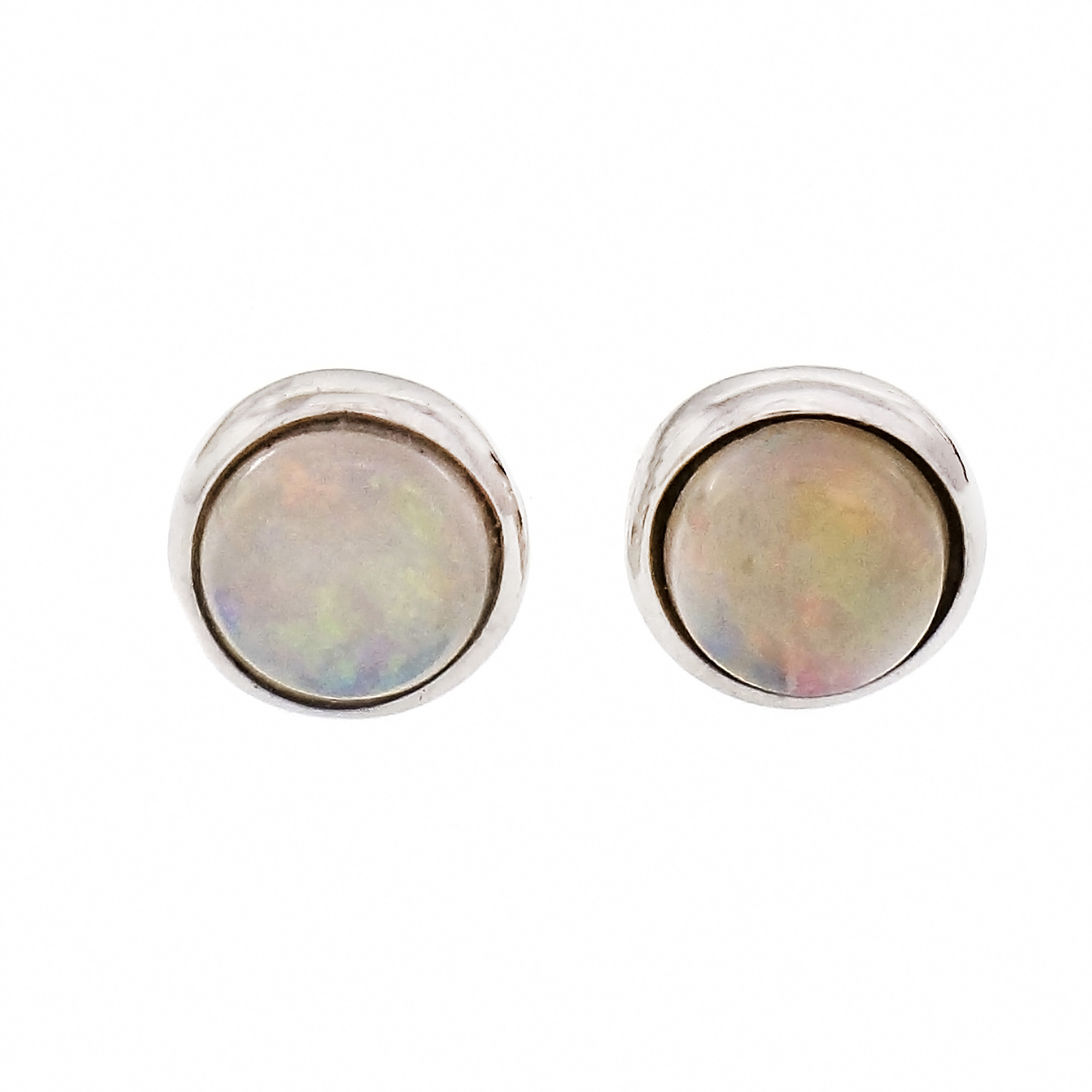 Details About Round Opal Stud Earrings 14k White Gold Details About Round Opal Stud Earrings 14k White Gold