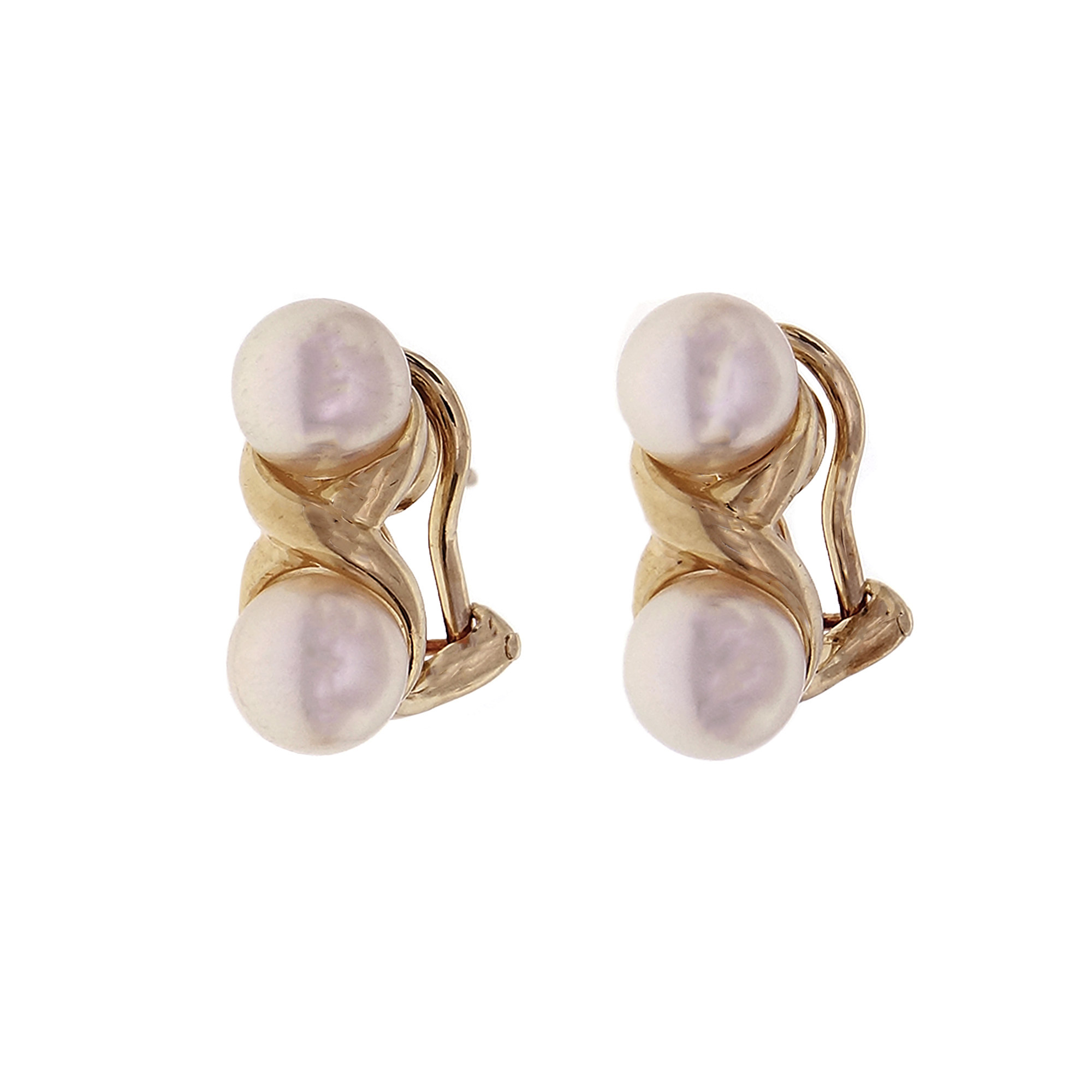 Details About Mikimoto Double Pearl Earrings 18k Yellow Gold Details About Mikimoto Double Pearl Earrings 18k Yellow Gold