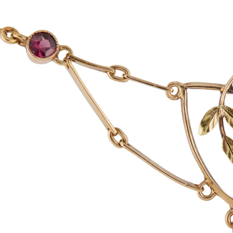 Vintage 1900 Victorian 14k Pink Gold Garnet Pendant Necklace | eBay