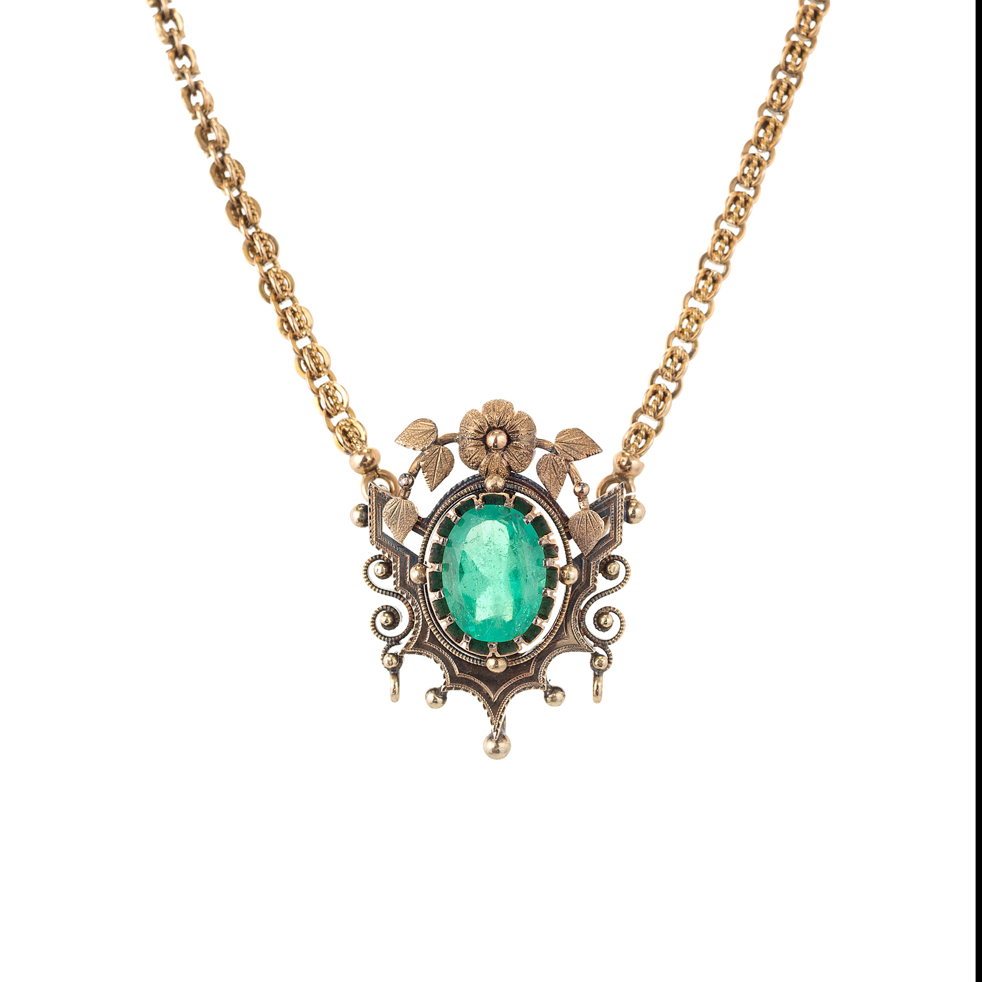 Victorian Oval Emerald Necklace 14k Gold 1860 GIA Certified 4.50ct | eBay