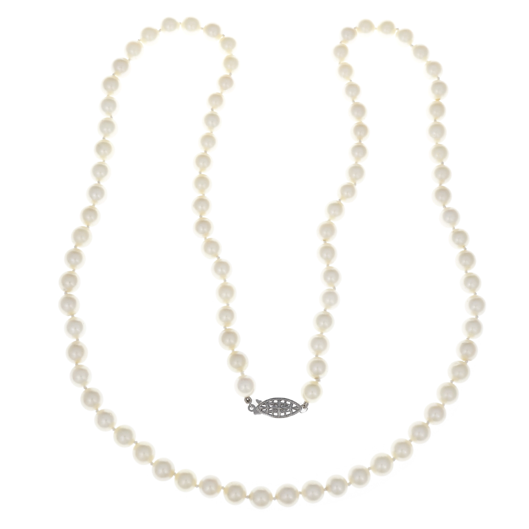 CULTURED PEARLS真珠標本　昭和レトロヴィンテージ　60×98 貝殻 Vintage 1960 Cultured Pearl Necklace 27 Inches Long 7.5mm – 8mm | eBay