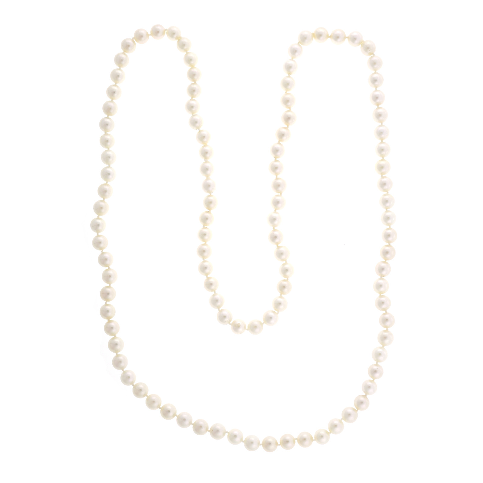Vintage 1950 8mm to 8.5mm Slip On Long Cultured Pearl Undyed High