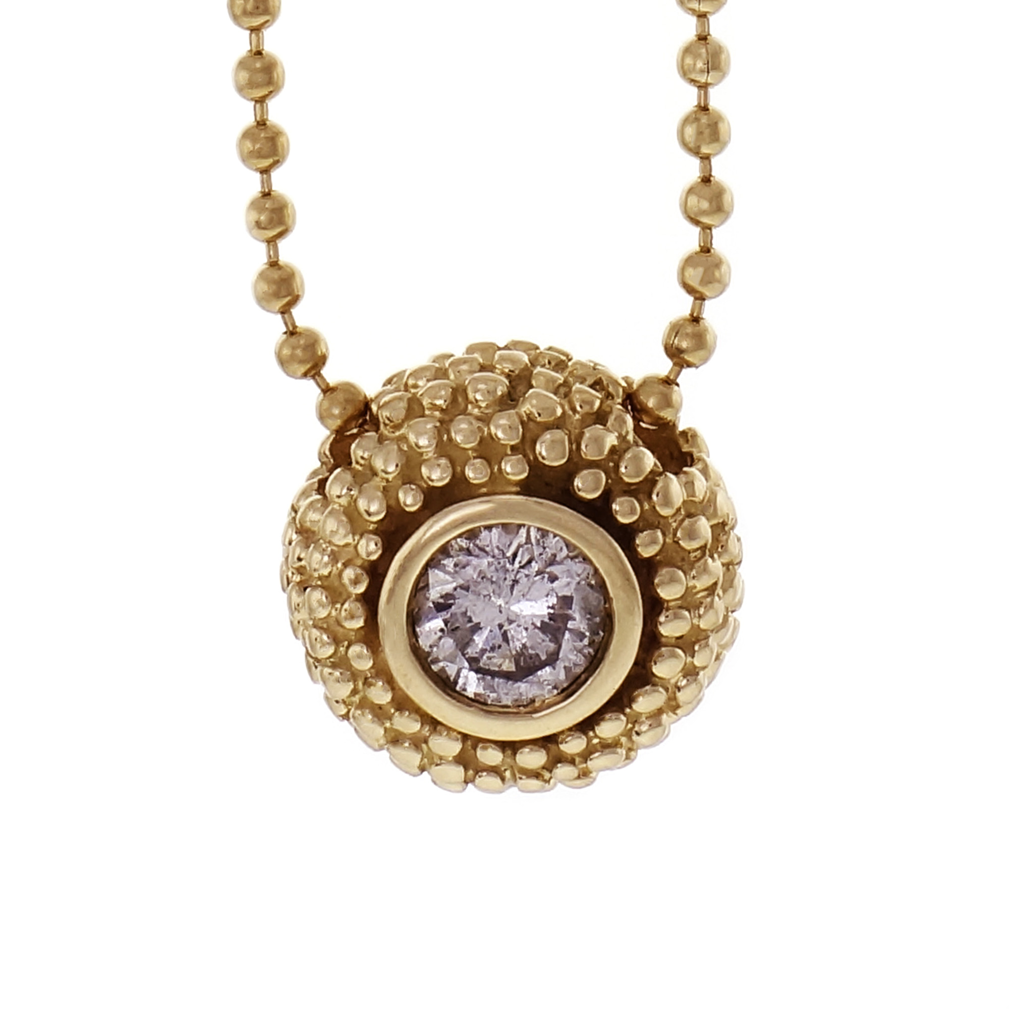 Diamond Slide Pendant Beaded Bezel 18k Yellow Gold eBay