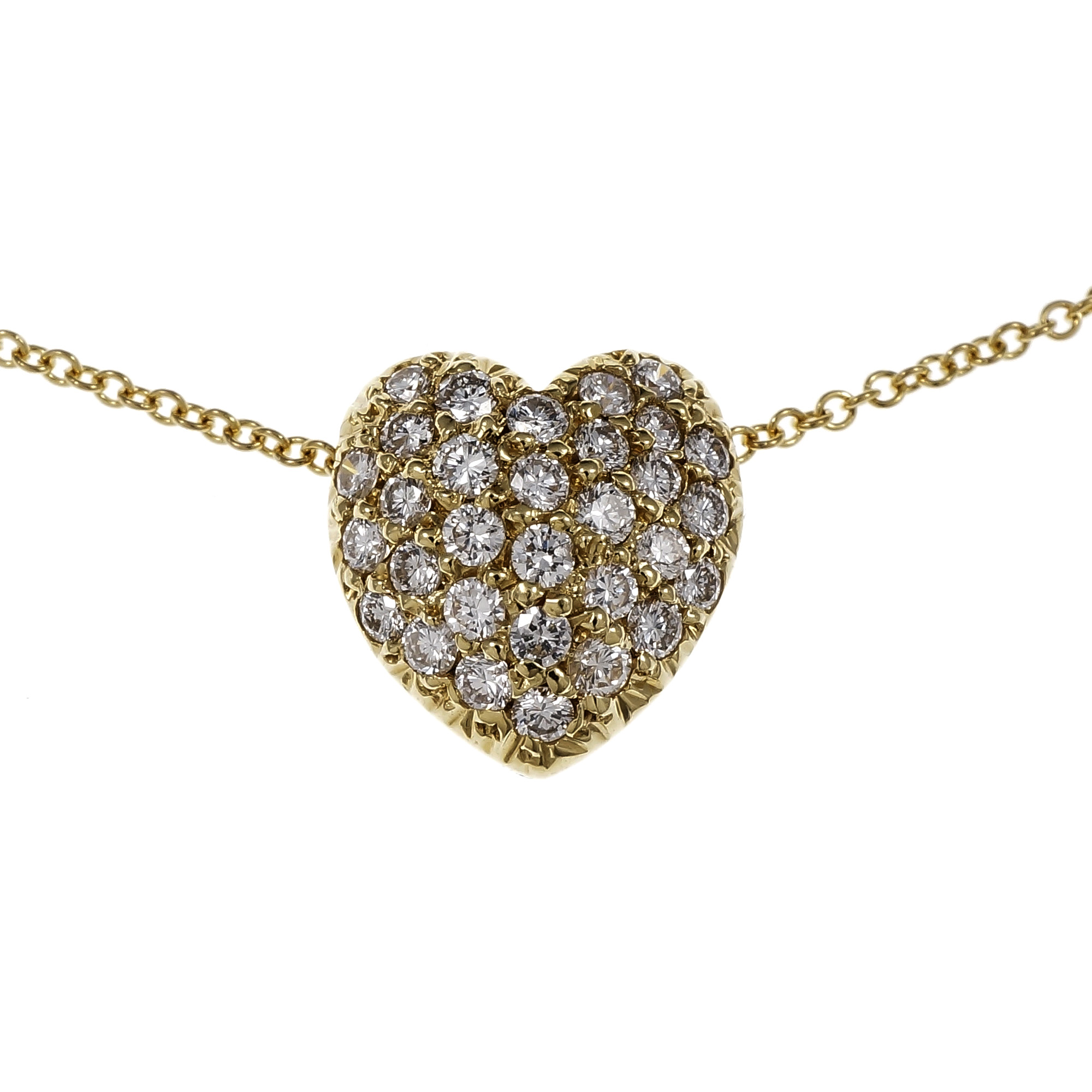 Pavé Set Diamond Heart Pendant Slide 14k Gold Necklace eBay