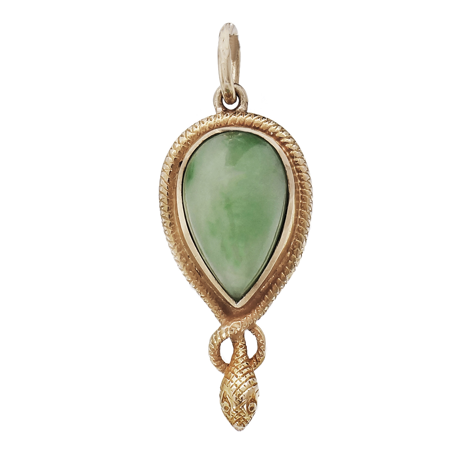 Vintage 1900 Jadeite Jade Pendant 14k Gold Snake Motif GIA Certified | eBay