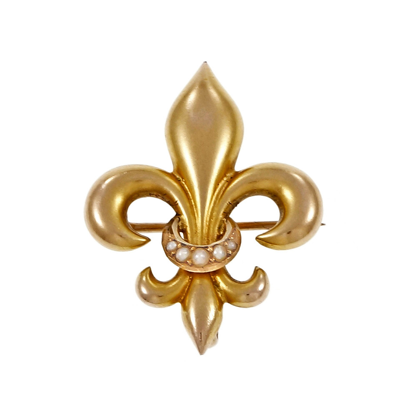 Victorian 1860 Fleur De Lis Pin 14k Gold Seed Pearls Ebay