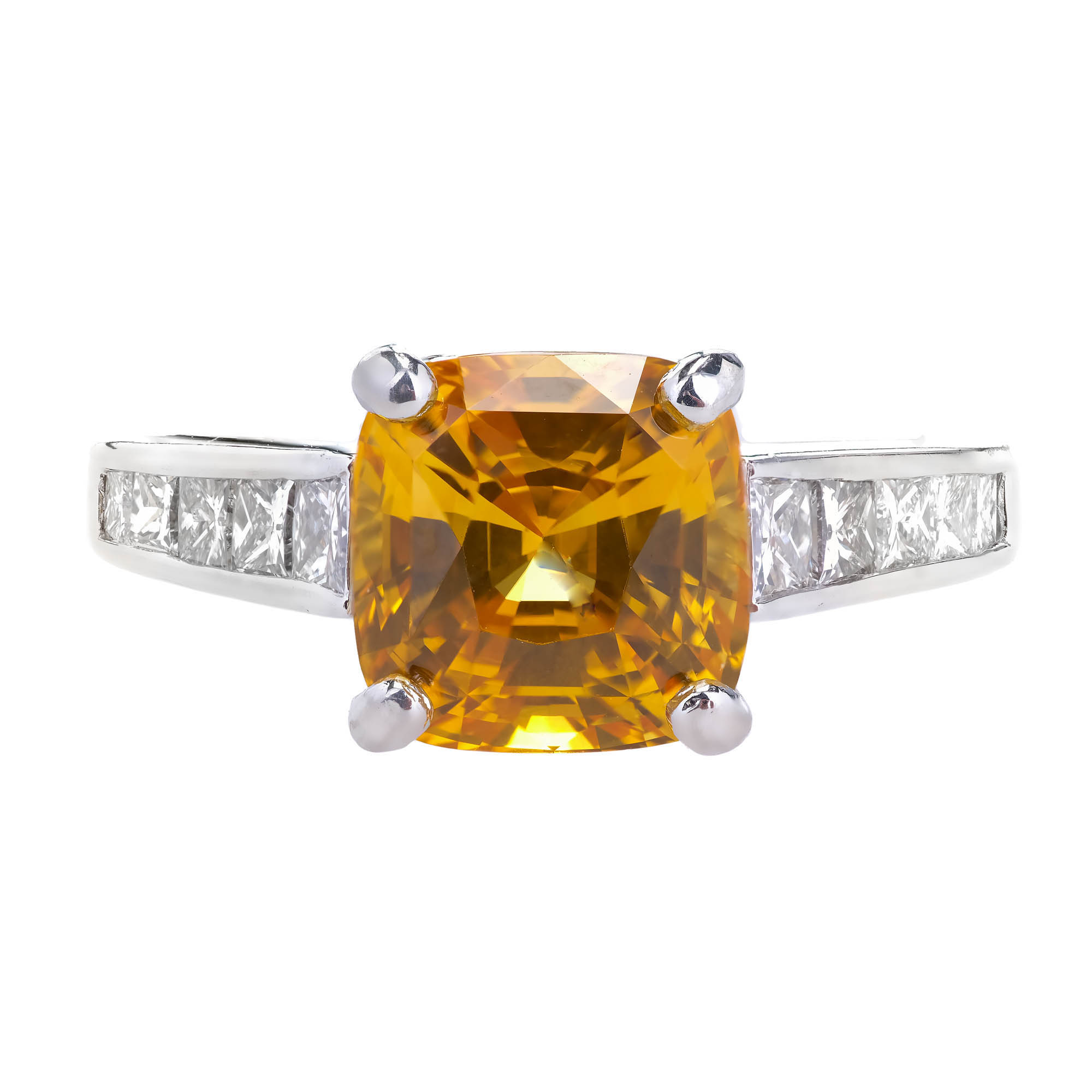 JB Star Yellow Orange Sapphire Engagement Ring Platinum Diamond | eBay