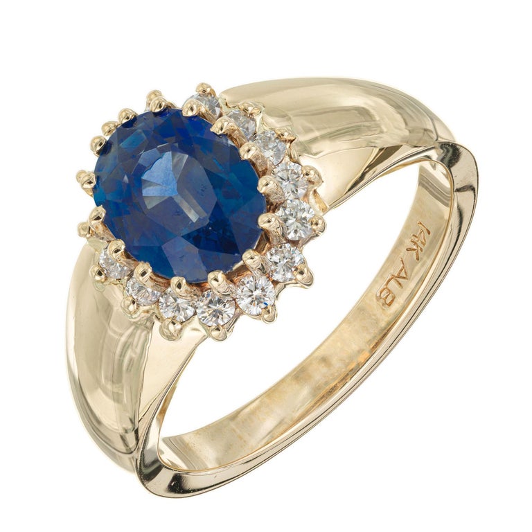 Alfred Butler 2.00 Carat Oval Sapphire Diamond Halo Gold Engagement Ring - Picture 1 of 7