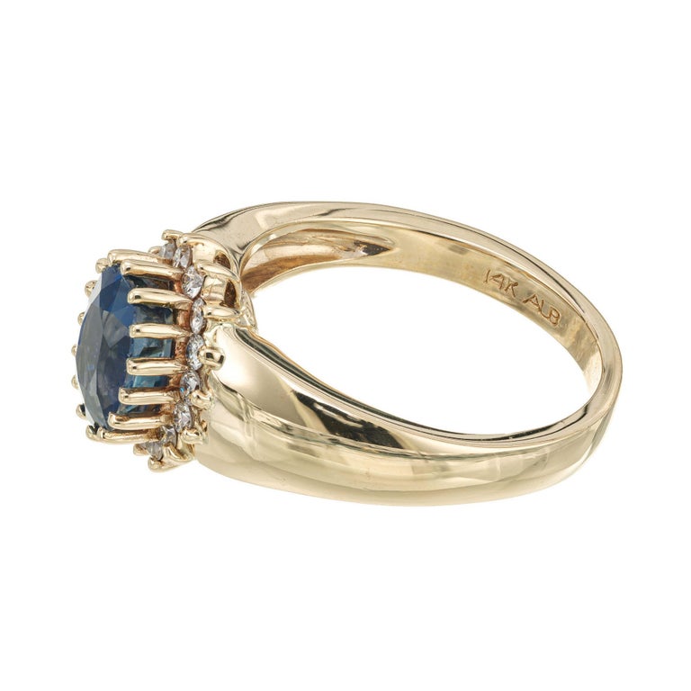 Alfred Butler 2.00 Carat Oval Sapphire Diamond Halo Gold Engagement Ring - Picture 4 of 7