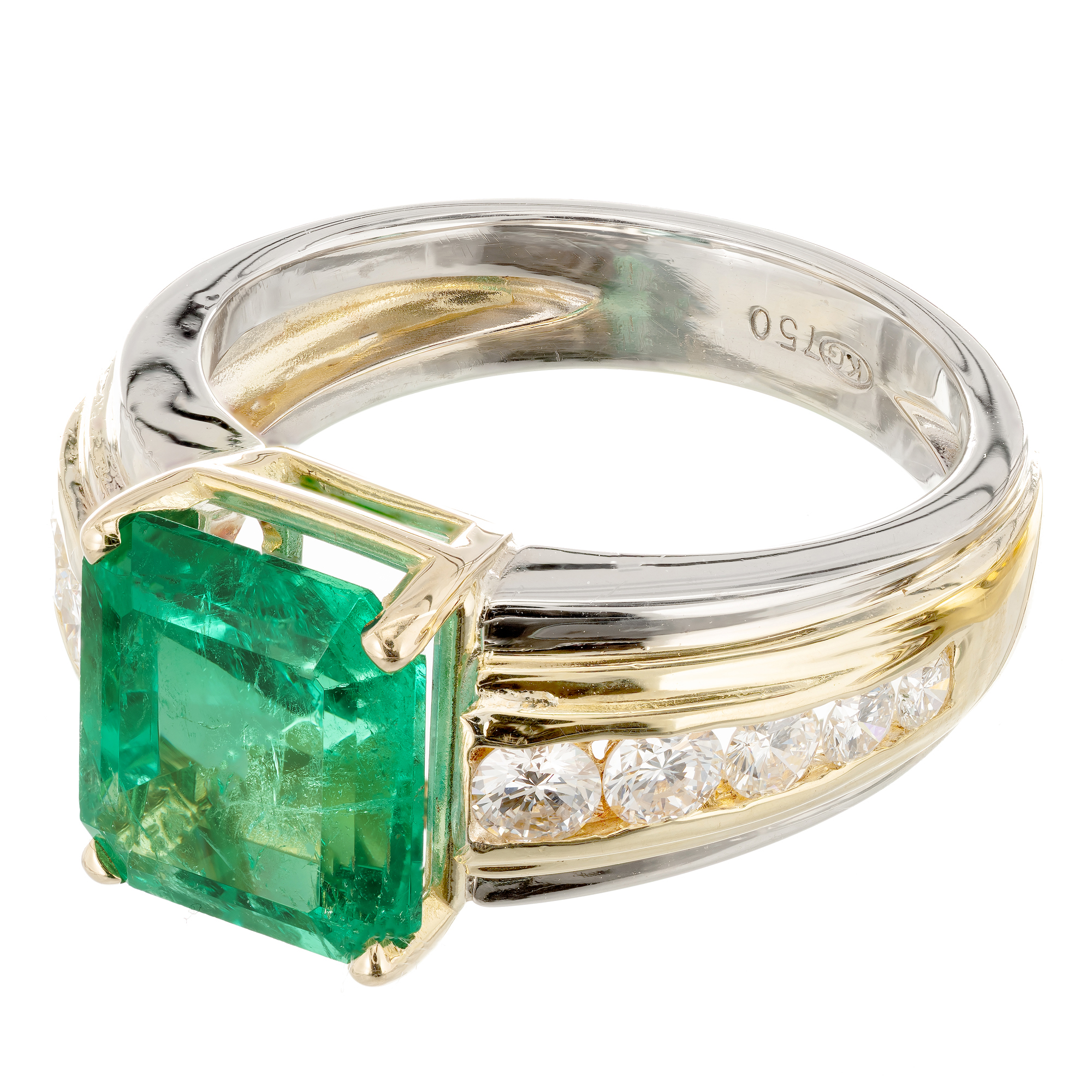 Vintage 1960 4.02ct Asscher Cut Emerald 18k Yellow Gold Diamond Ring | eBay