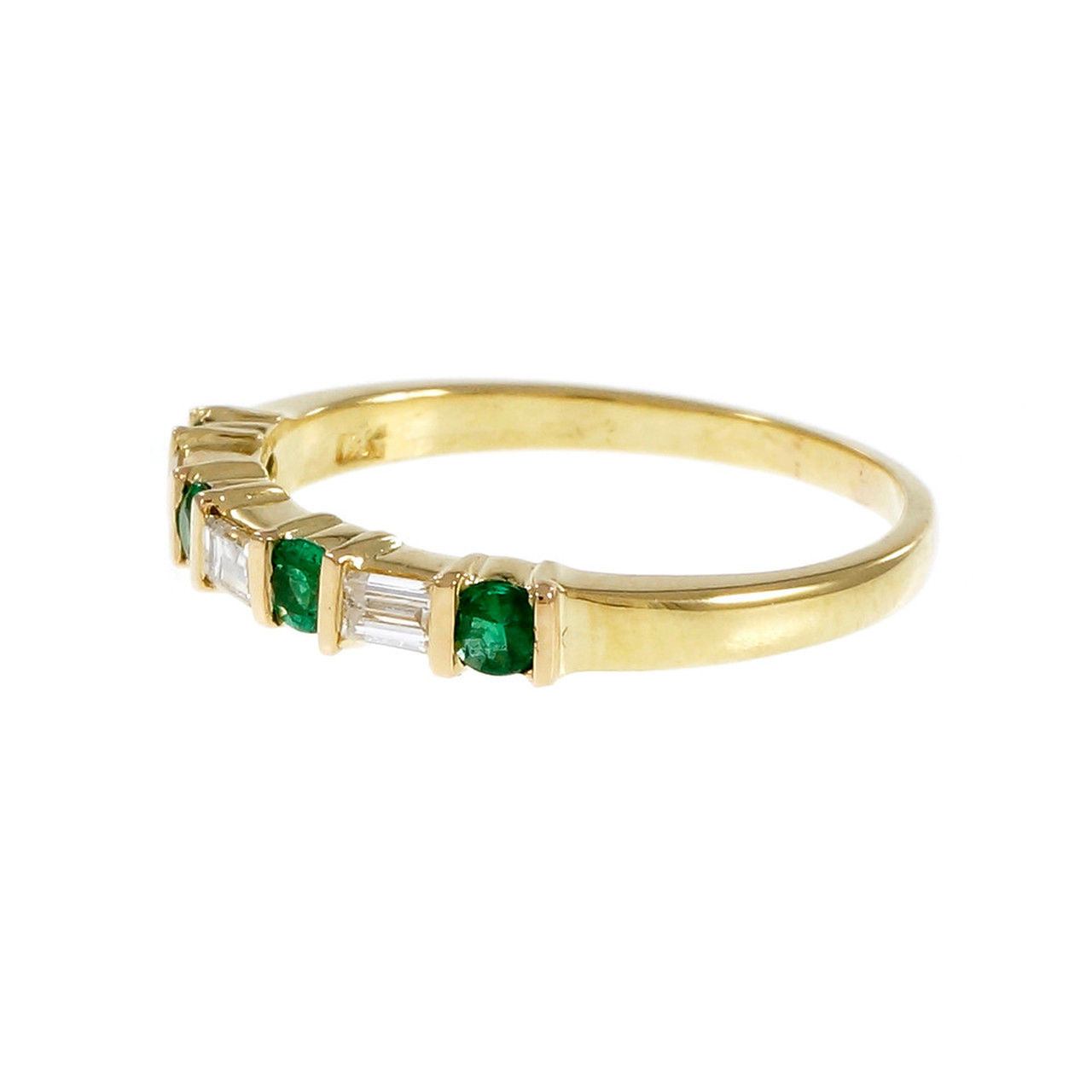 Estate Fine Emerald Diamond Wedding Band Ring | eBay