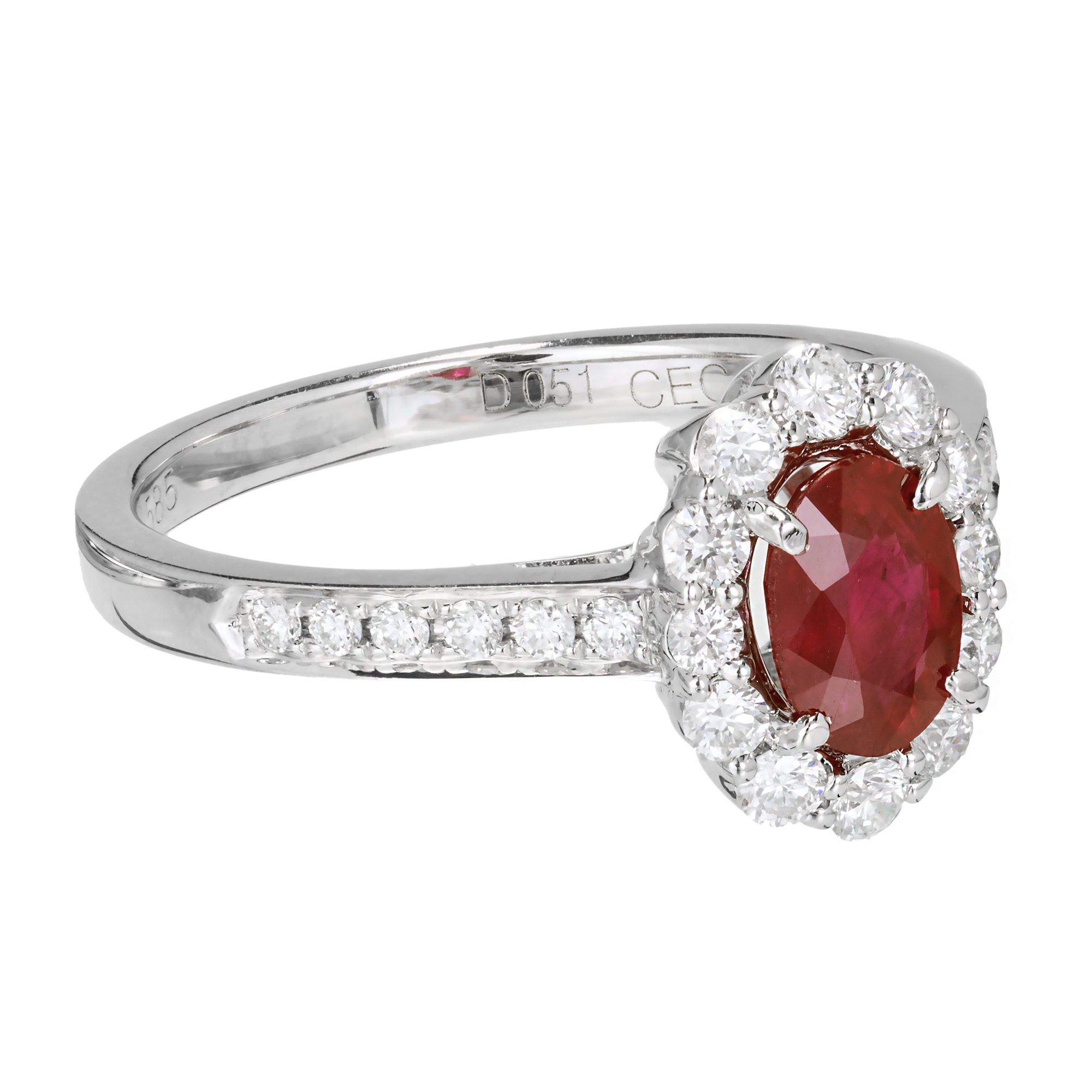 oval ruby halo ring