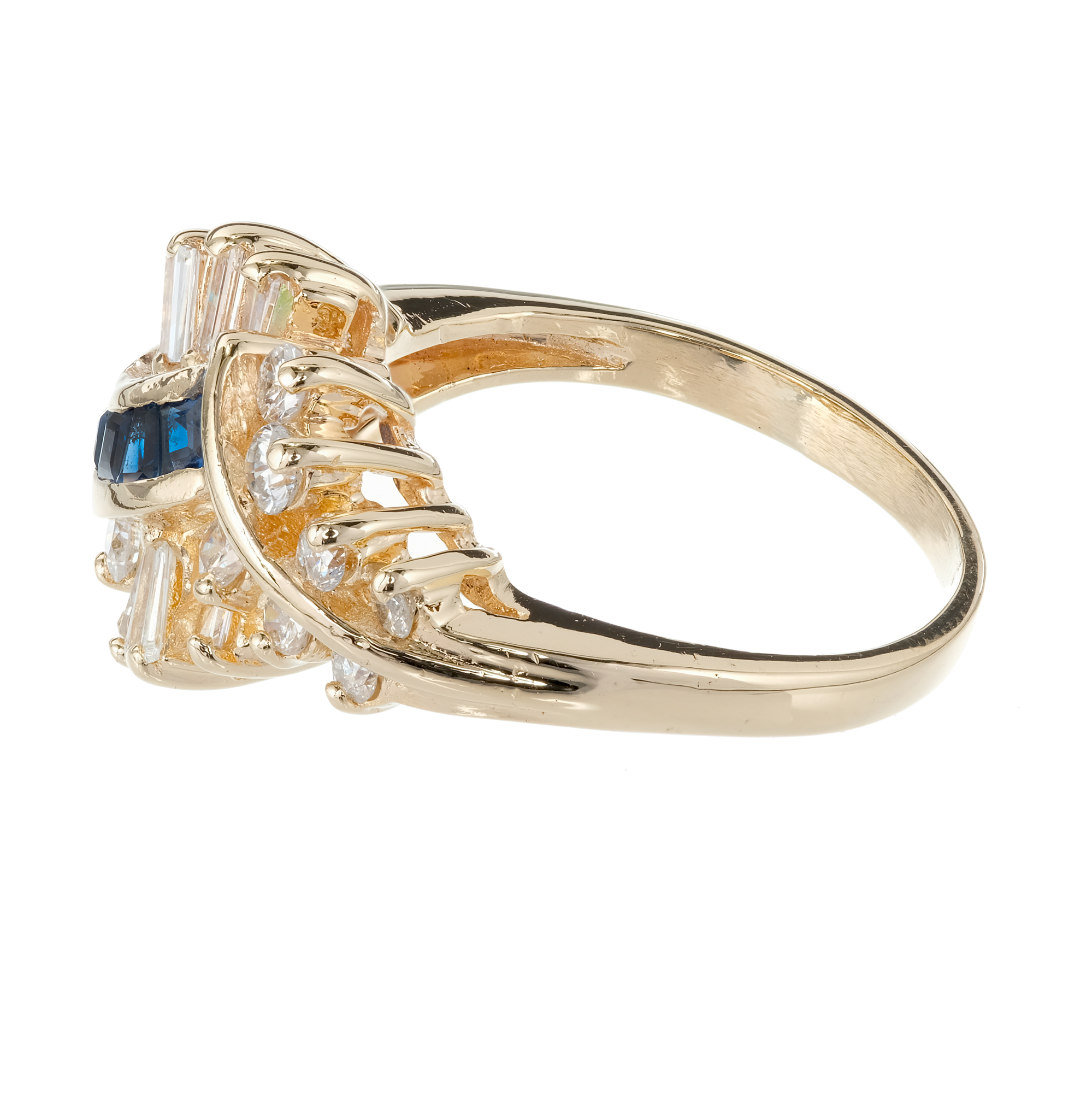 Vintage 1960 Swirl Dome Ring 14k Gold Sapphire Diamond eBay