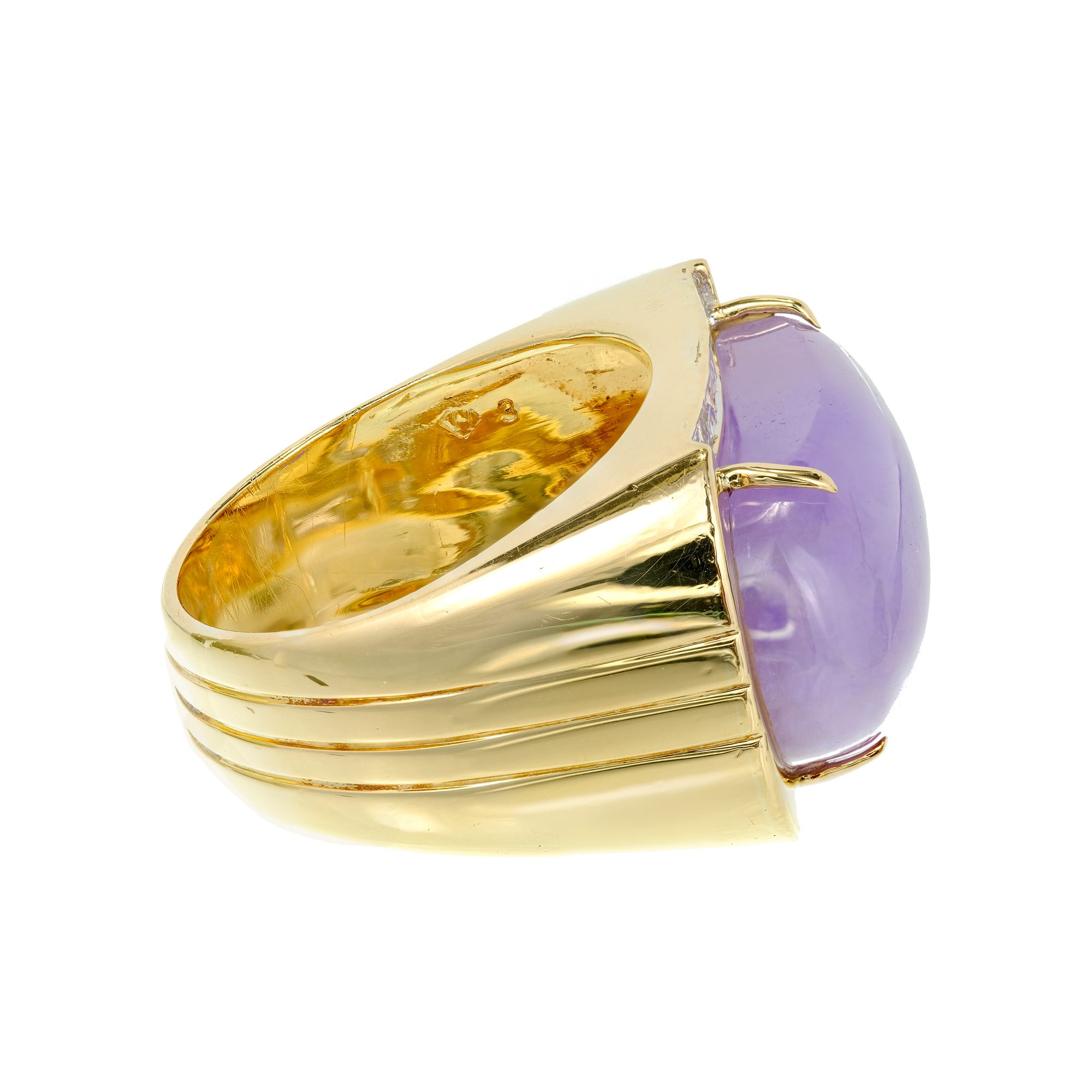 Lavender Purple Natural Jadeite Jade Ring 18k Gold Diamond GIA ...